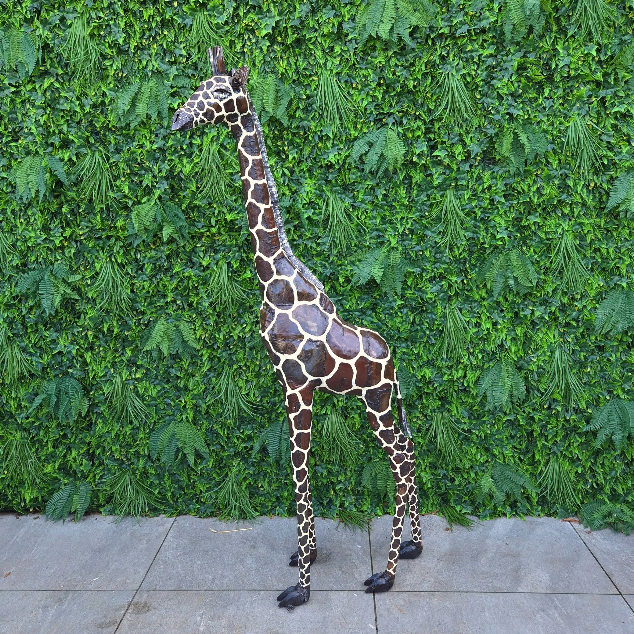 Painted Giraffe Metal Sculpture 6ft