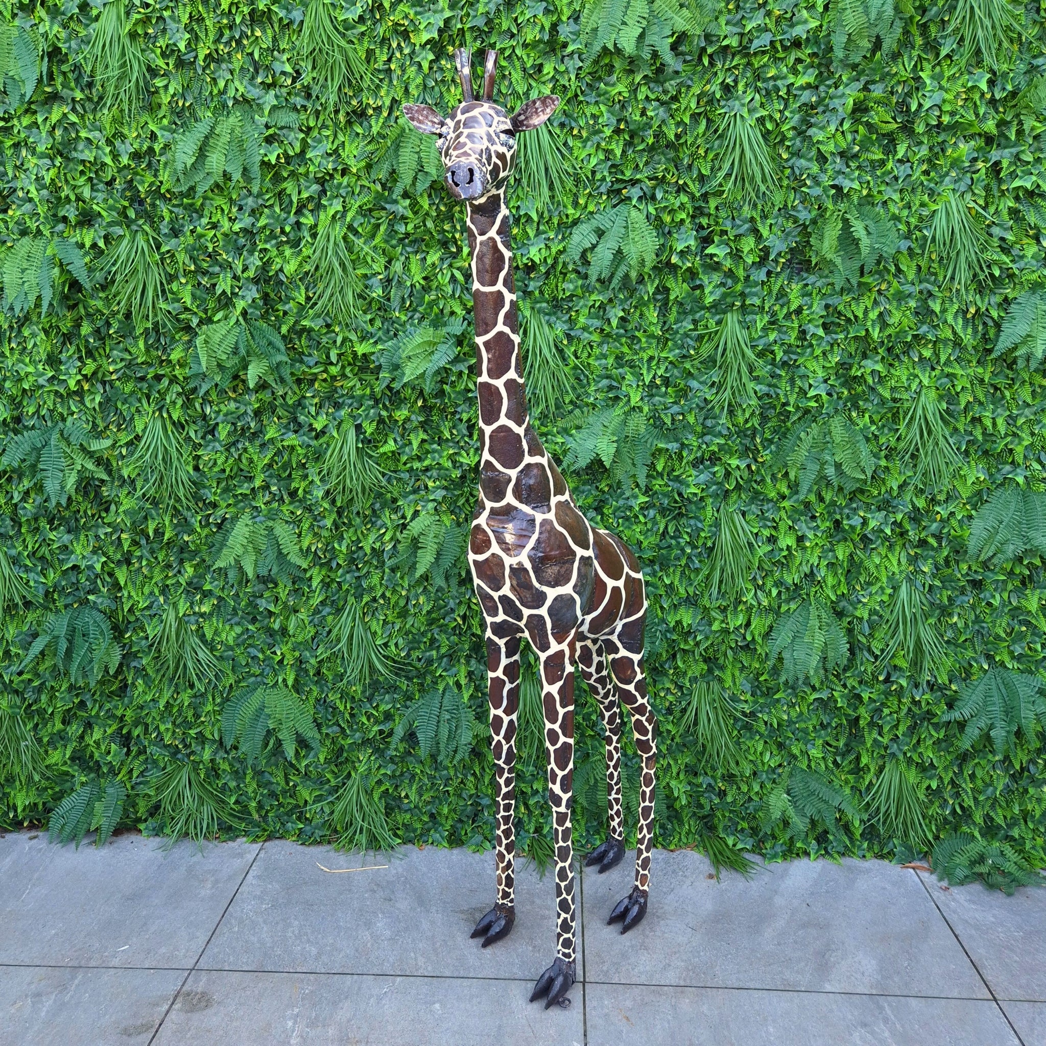 Painted Giraffe Metal Sculpture 6ft