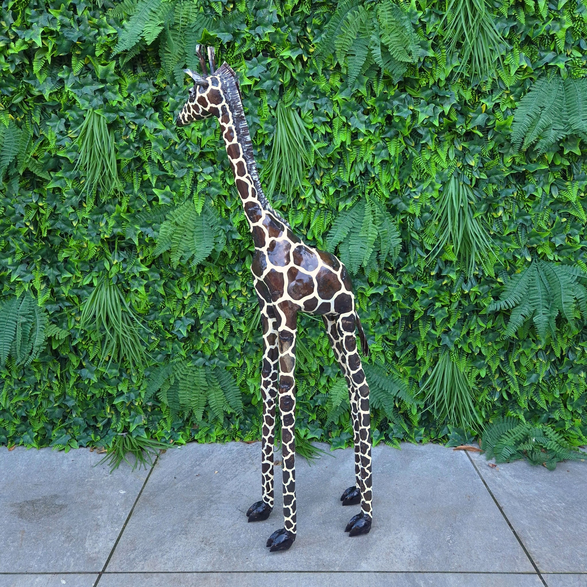 Painted Giraffe Metal Sculpture 3ft