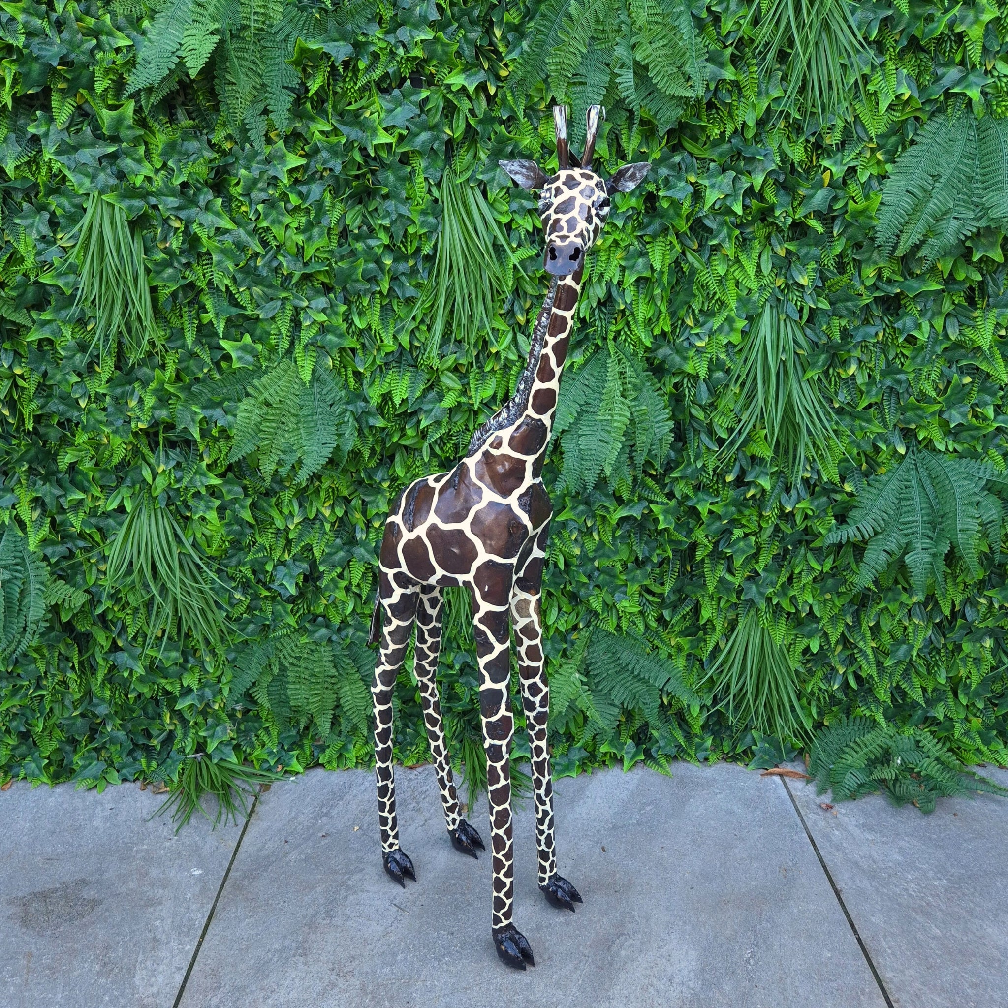 Painted Giraffe Metal Sculpture 3ft