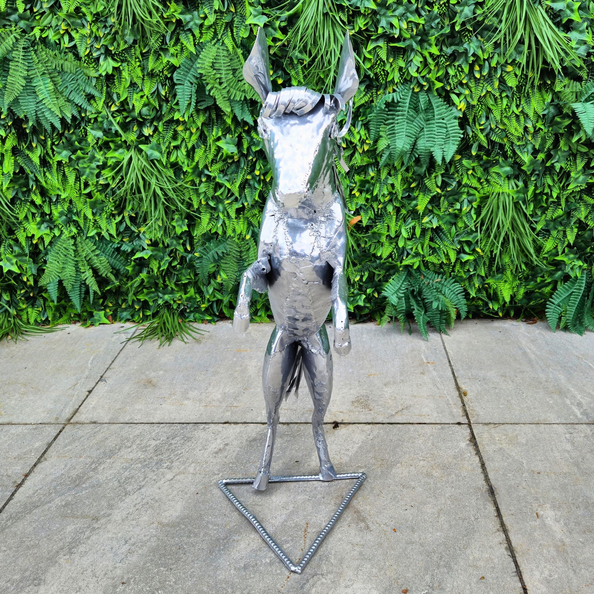 Small Natural Rearing Horse Metal Sculpture