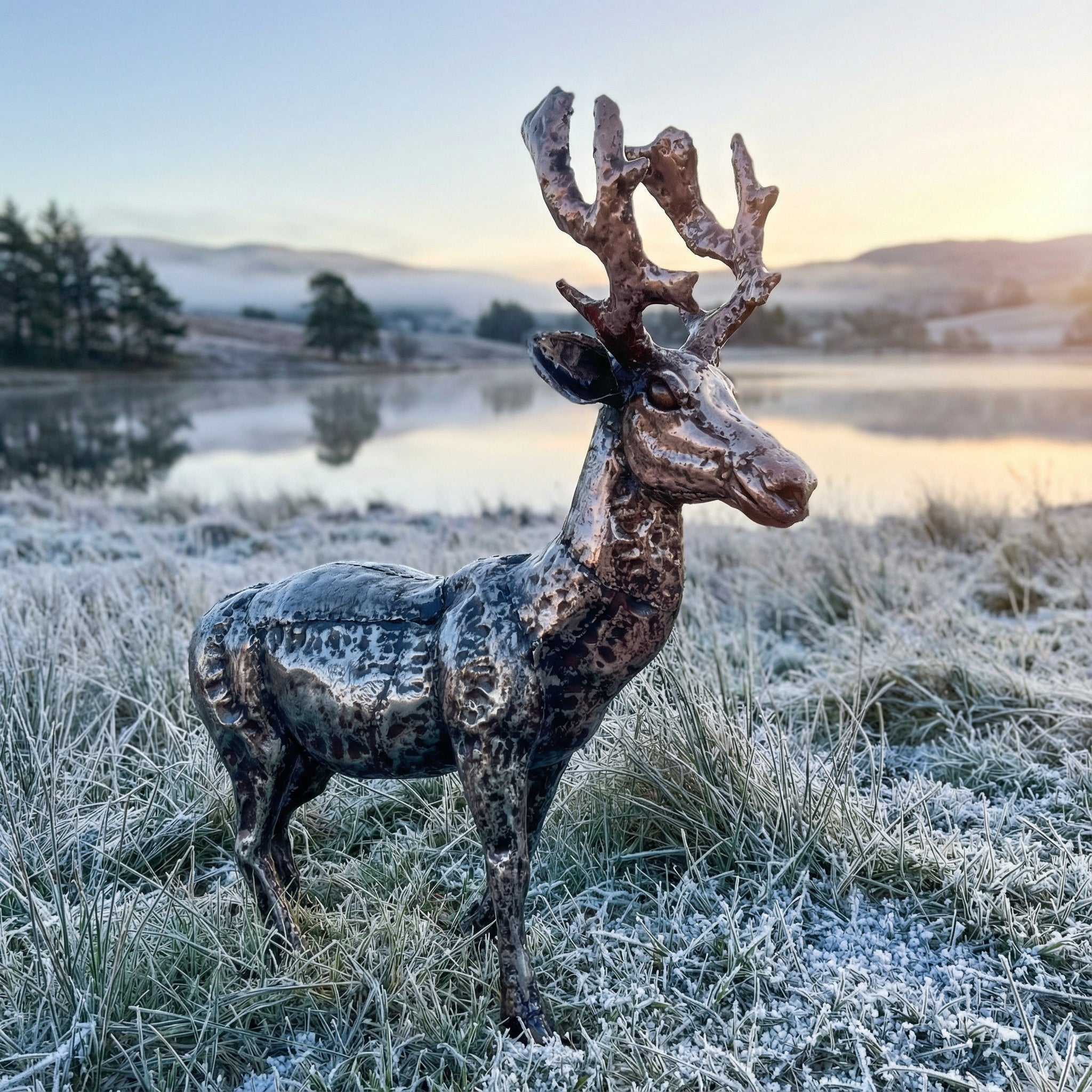 Young Stag Metal Sculpture