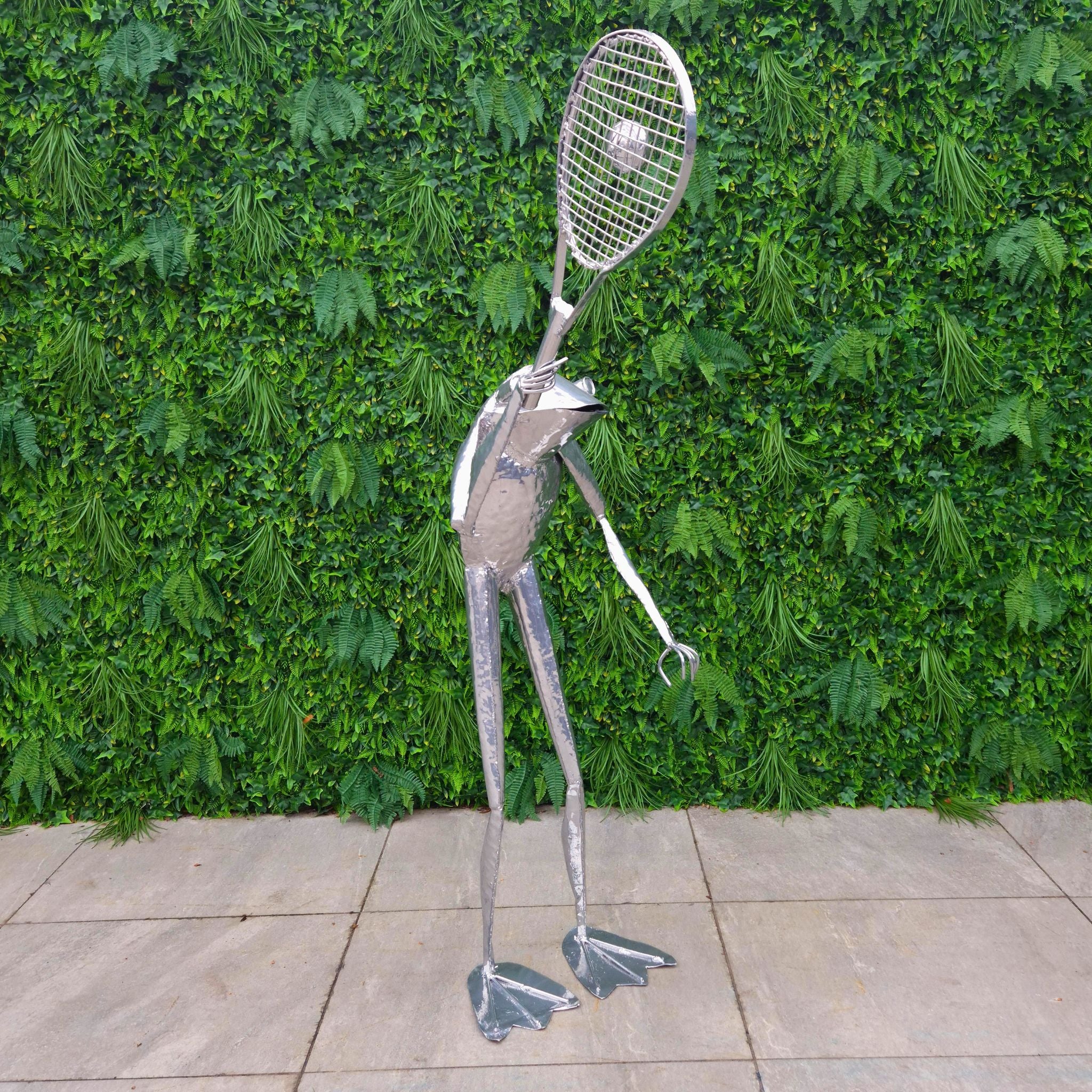 Tennis Frog Metal Sculpture