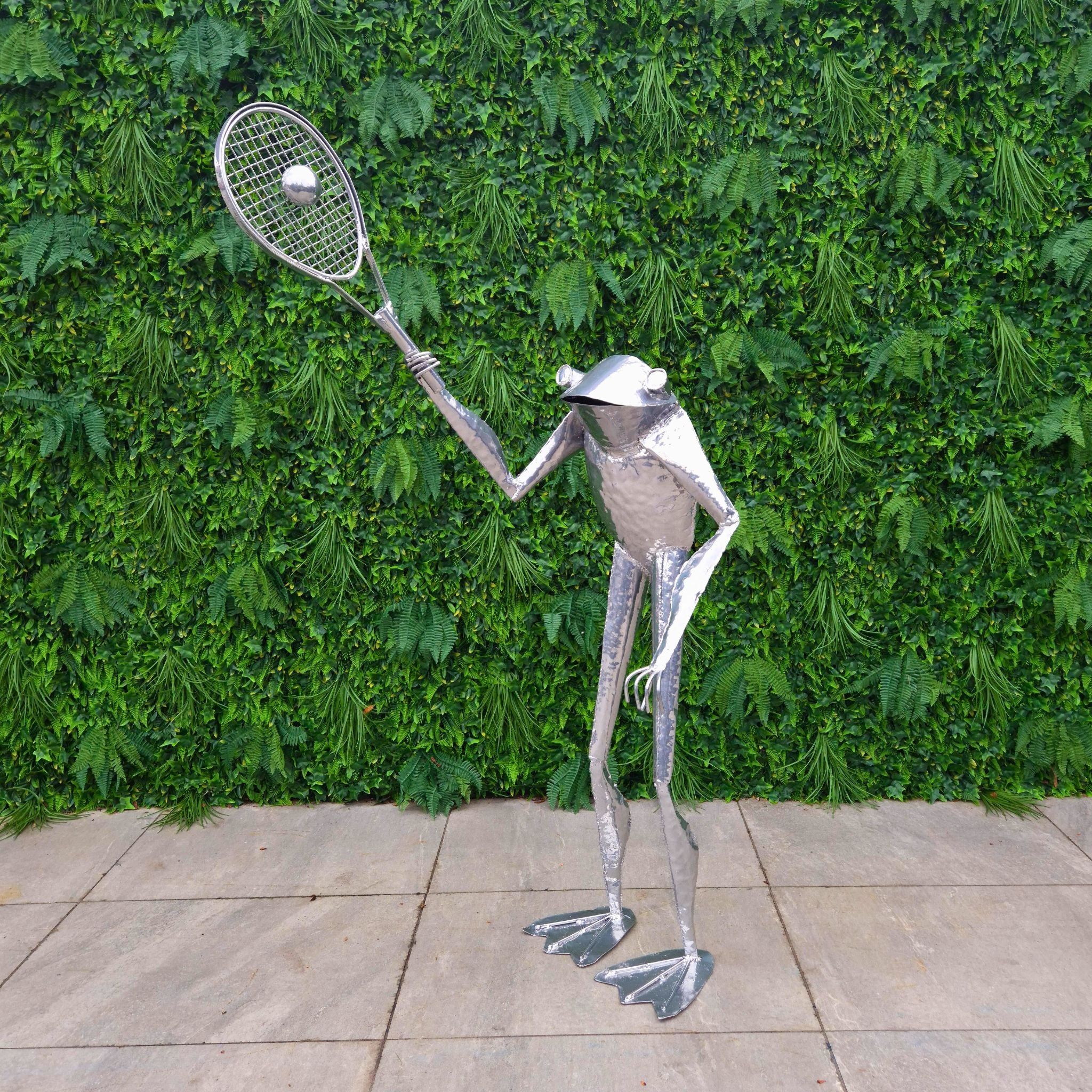 Tennis Frog Metal Sculpture