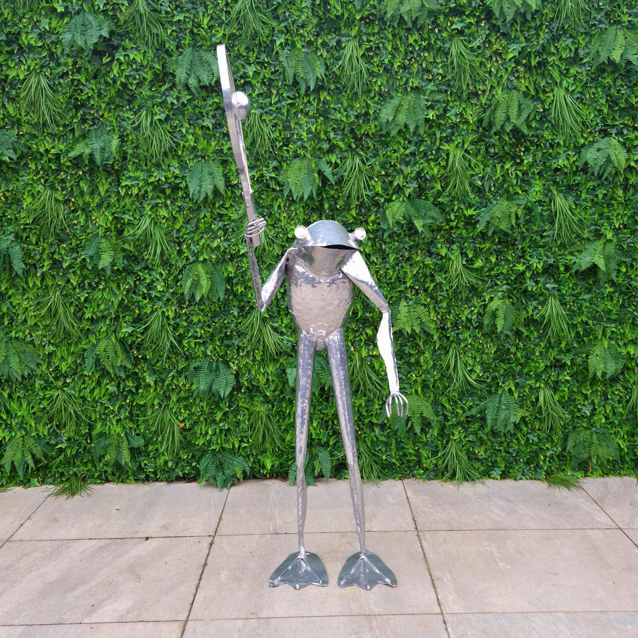 Tennis Frog Metal Sculpture