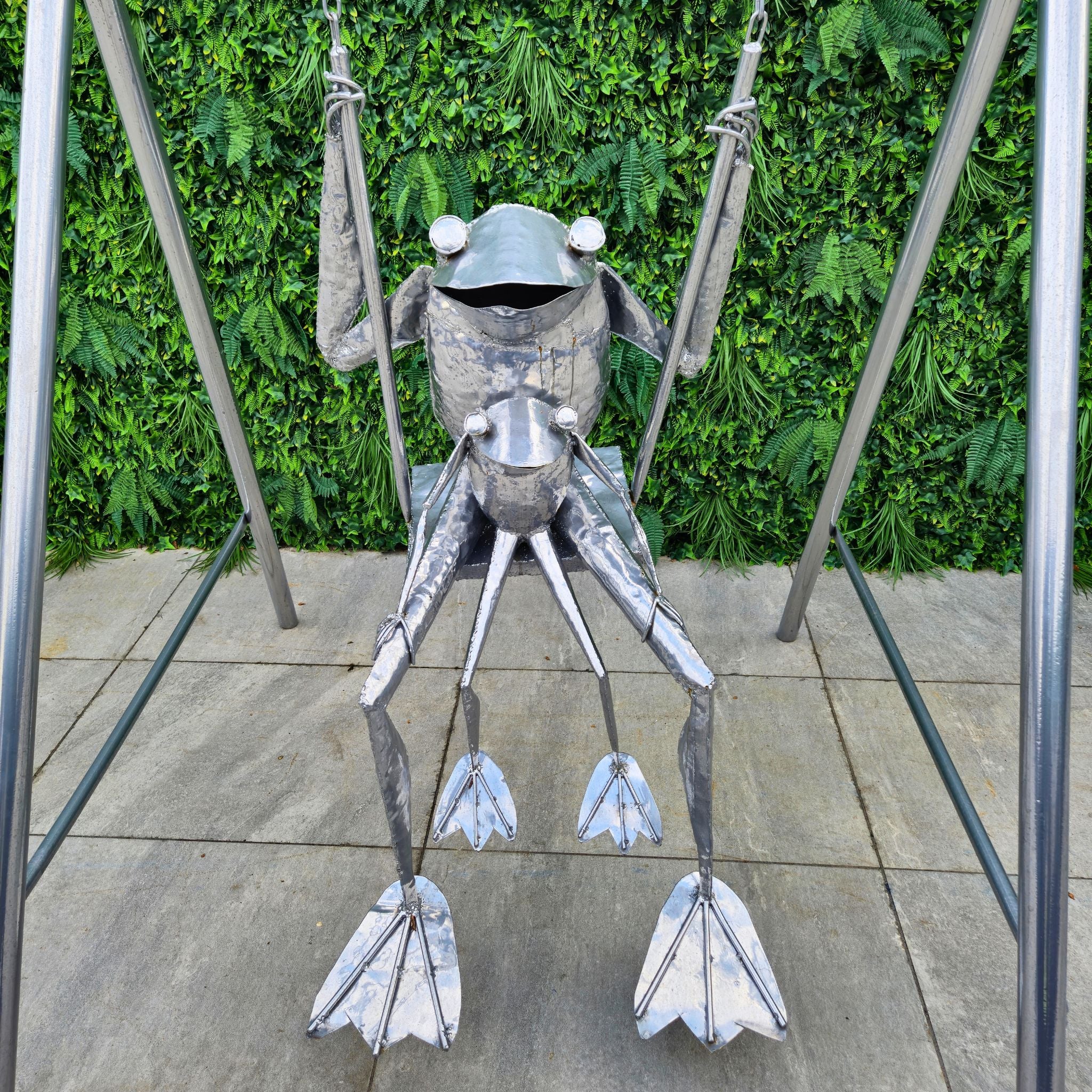 Swinging Frog Metal Sculptures