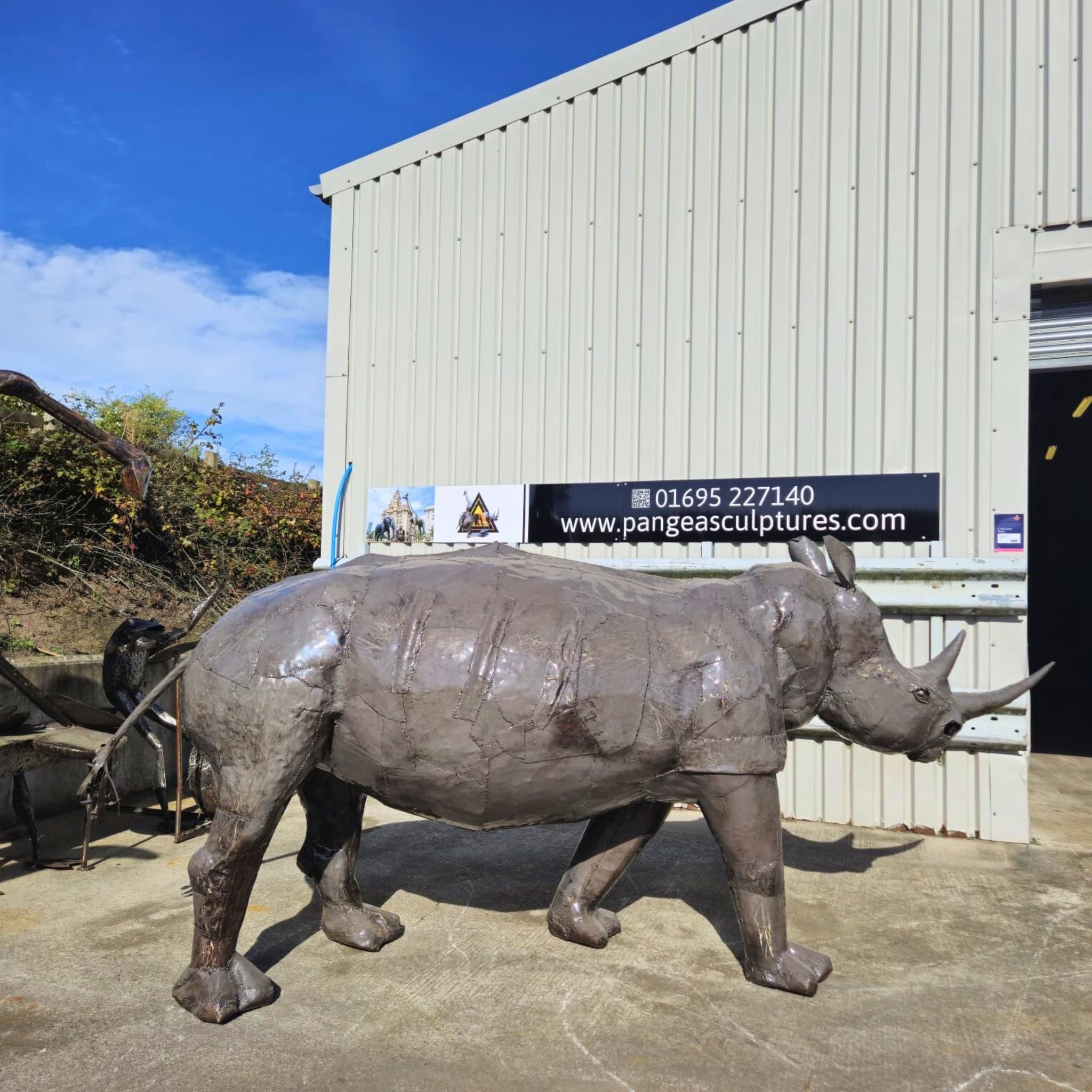 Natural Rhino Metal Sculpture