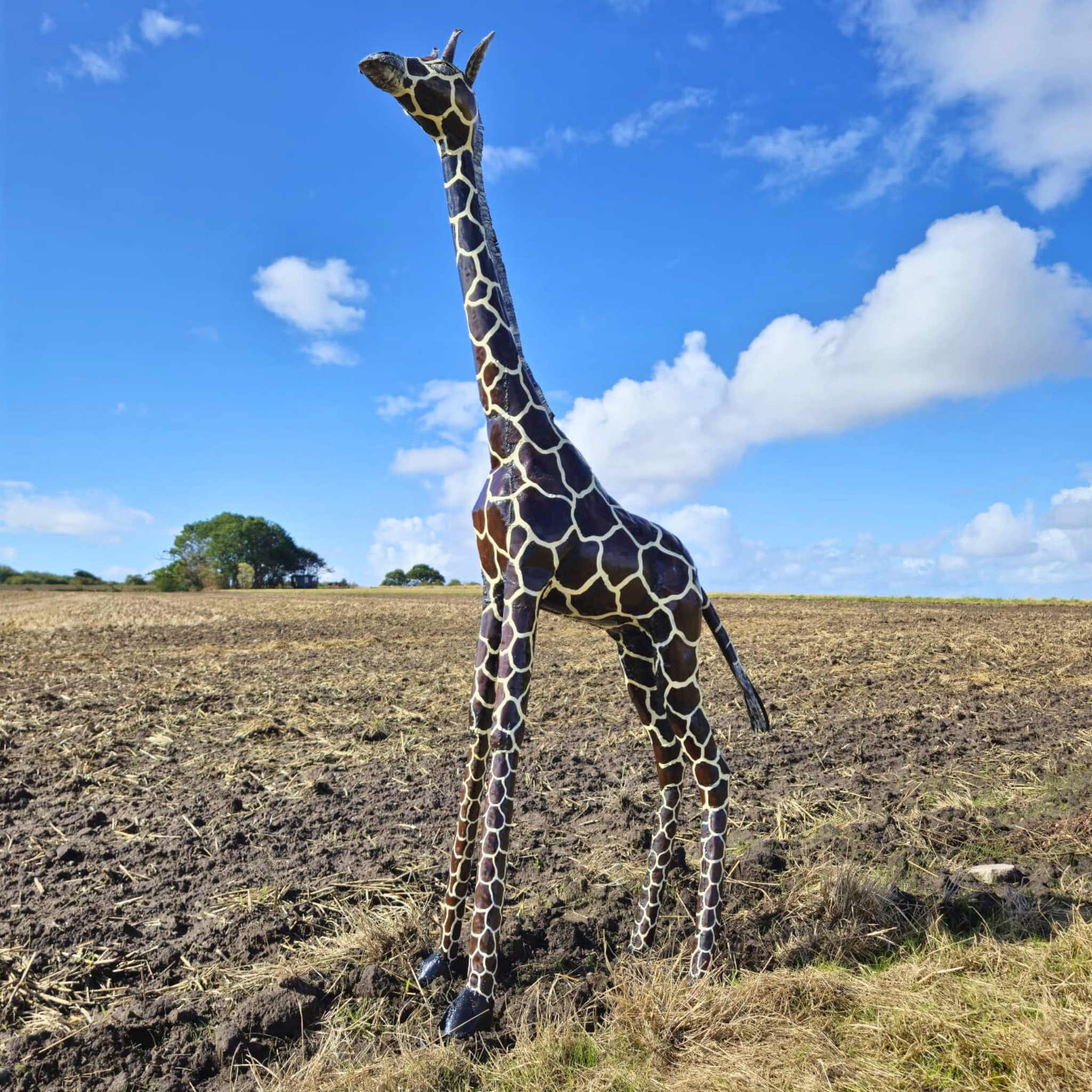 Painted Giraffe Metal Sculpture 6ft