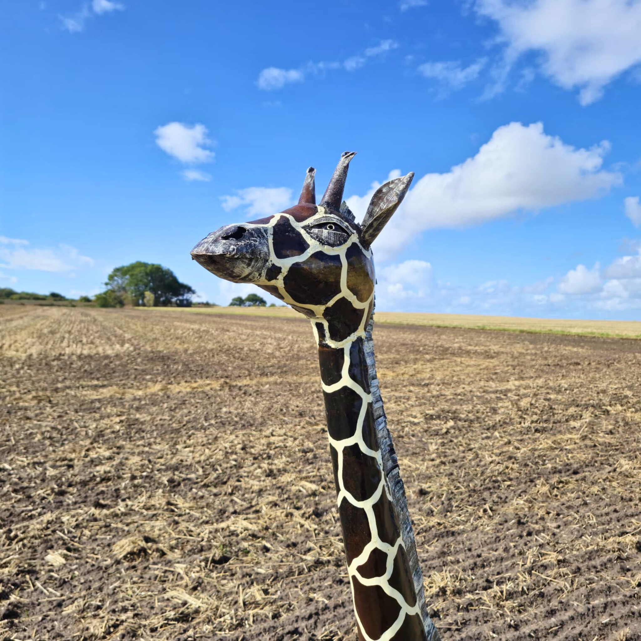 Painted Giraffe Metal Sculpture 6ft
