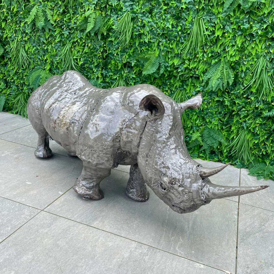 2ft Rhino Metal Sculpture - Pangea Sculptures