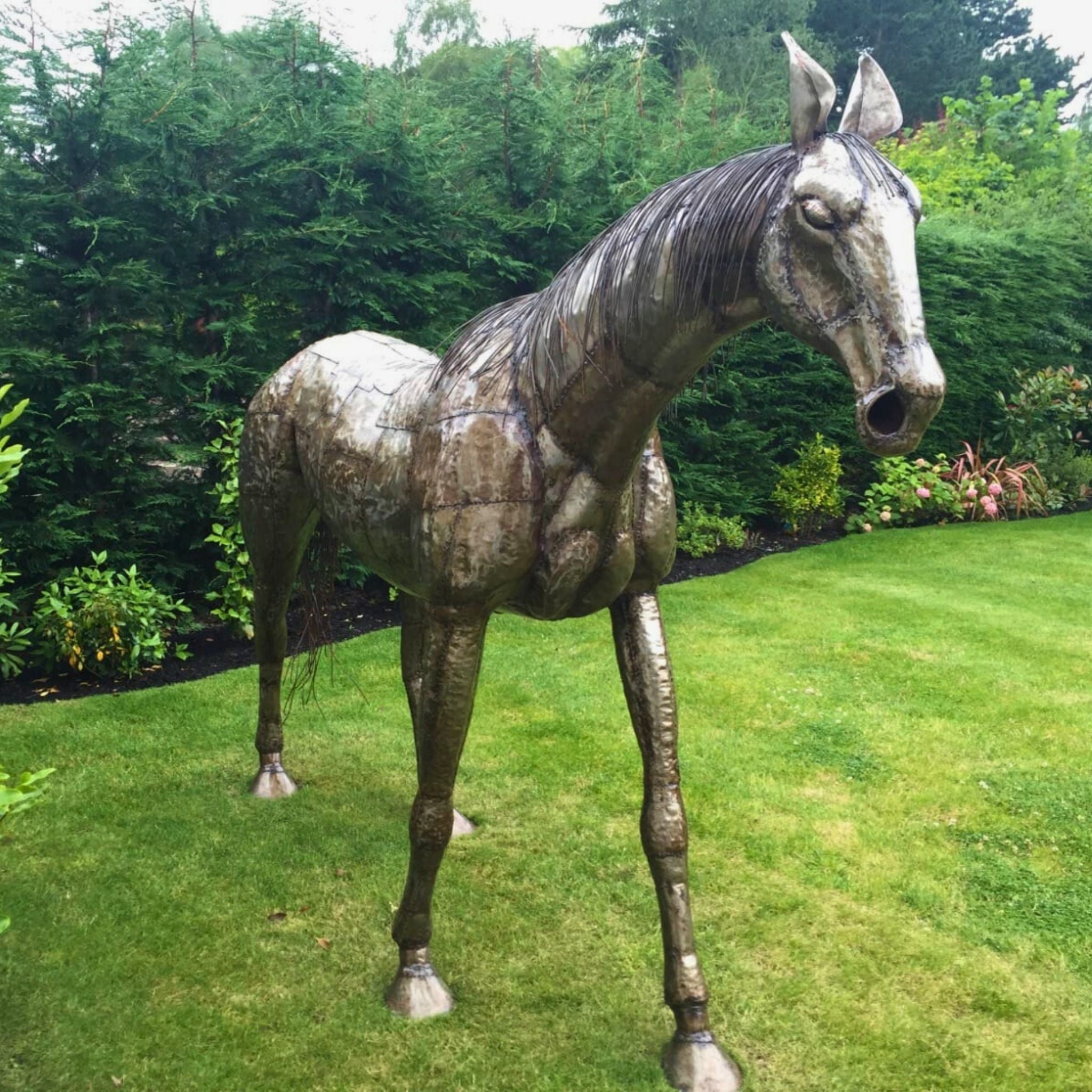 Natural Walking Horse Metal Sculpture