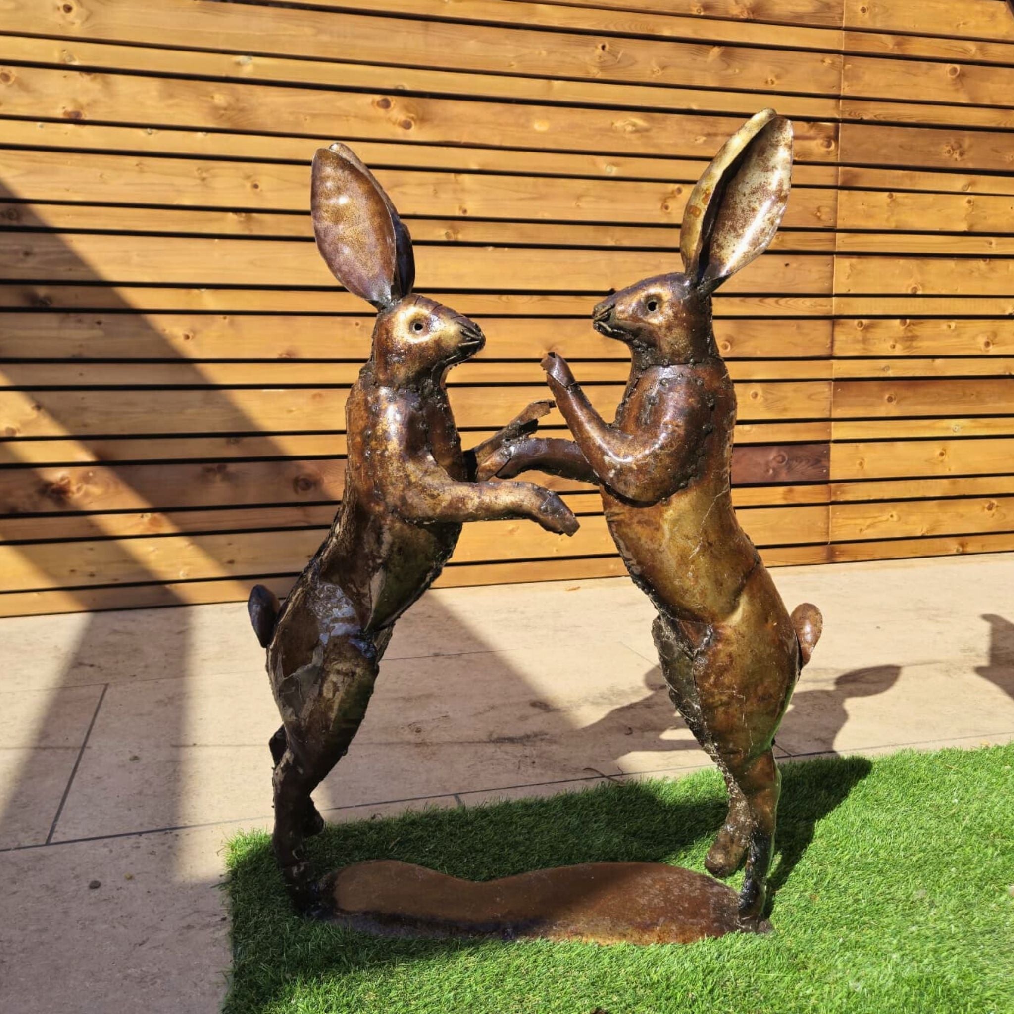 Boxing Hare Metal Sculpture