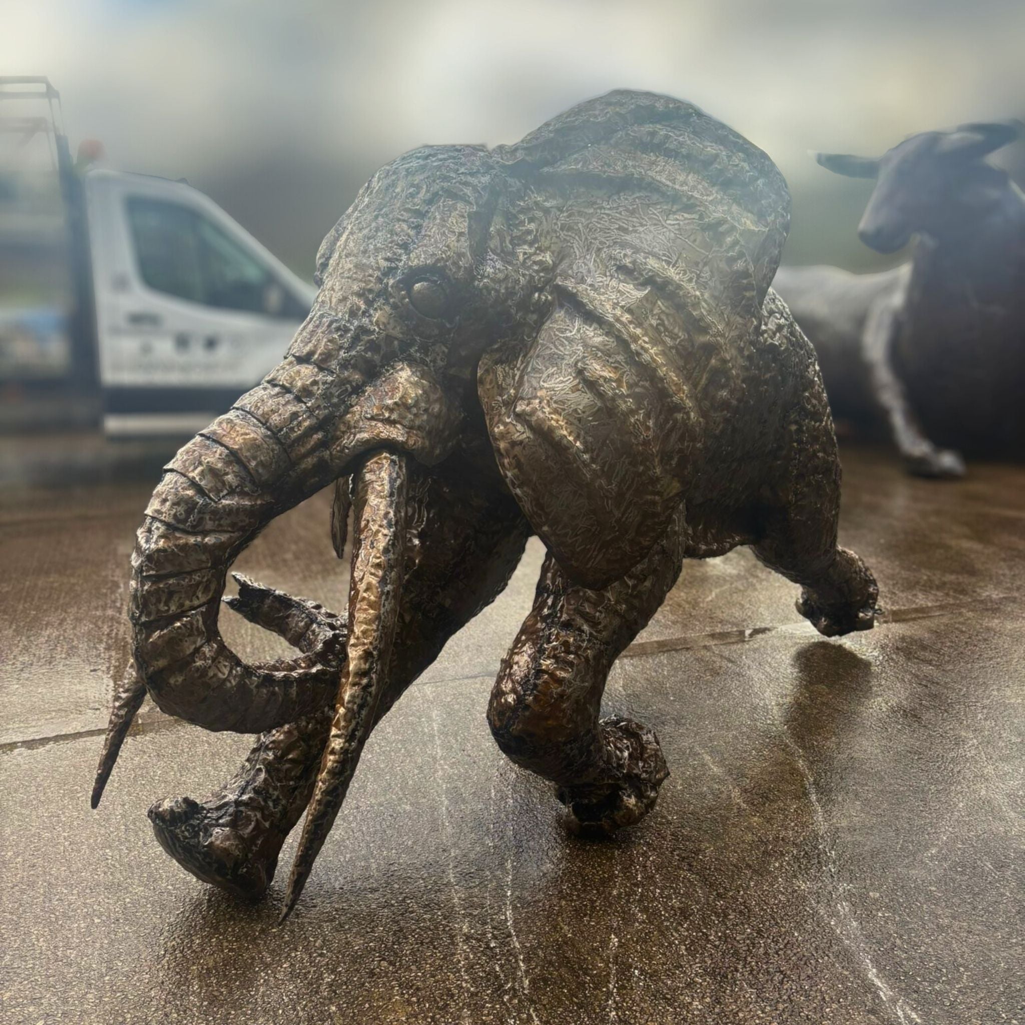 Running Elephant Metal Sculpture 6ft