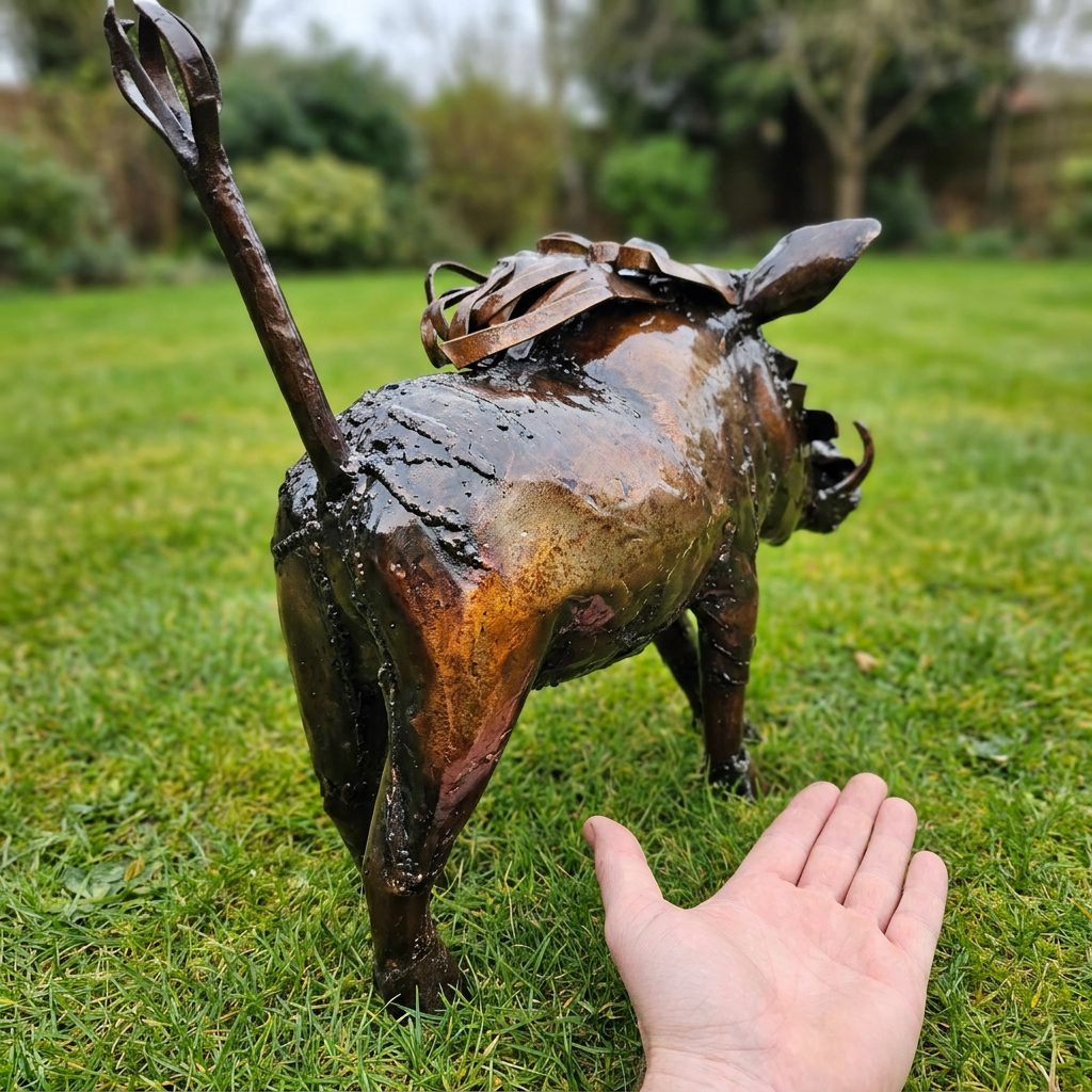 Natural Warthog Metal Sculpture