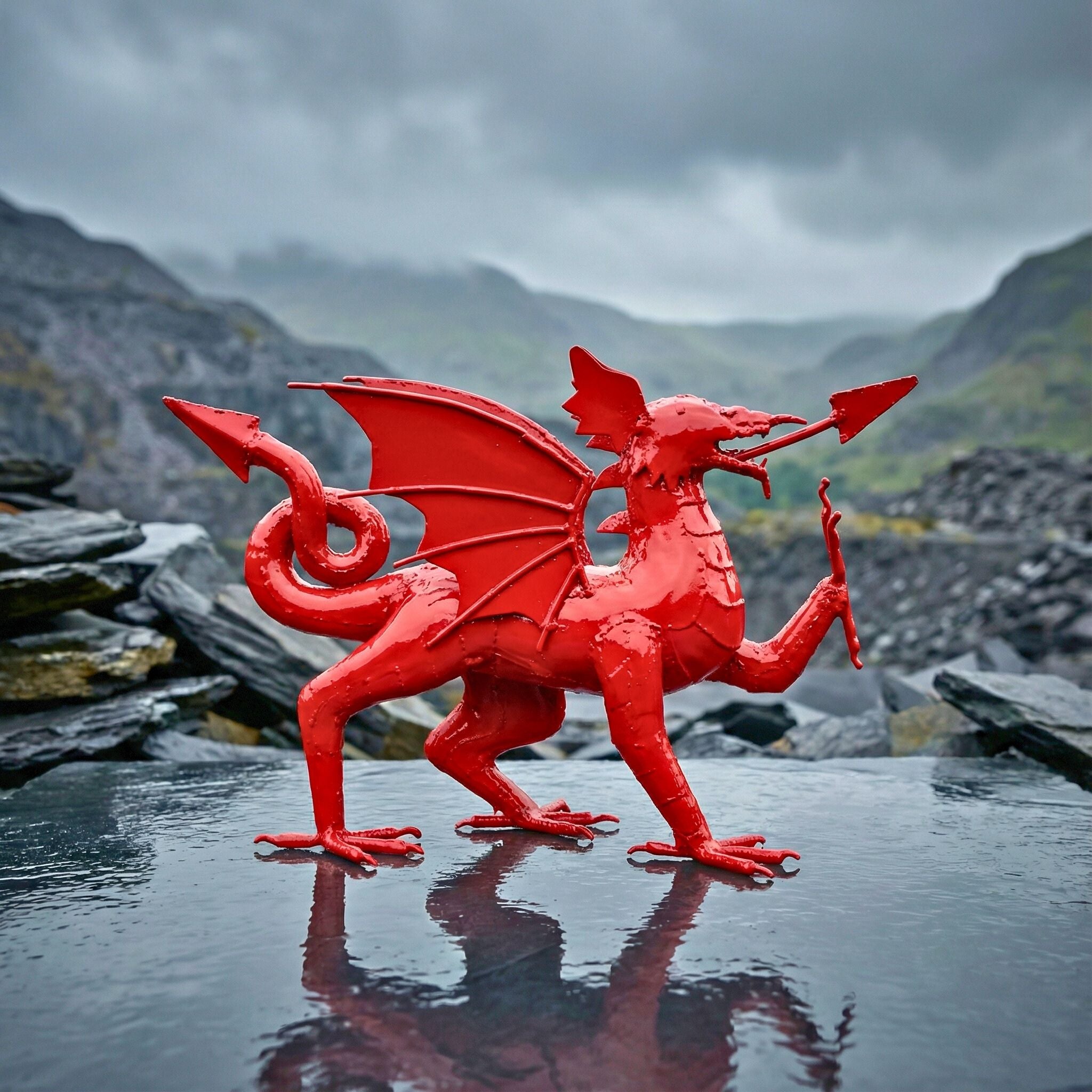 Welsh Dragon Metal Sculpture
