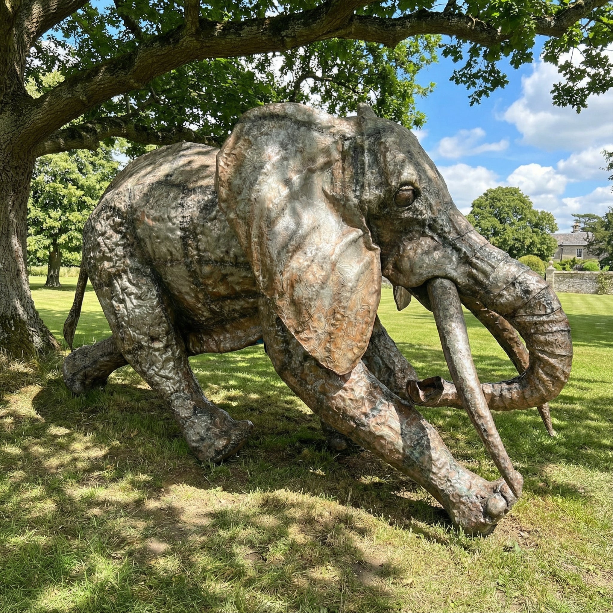 Running Elephant Metal Sculpture 6ft