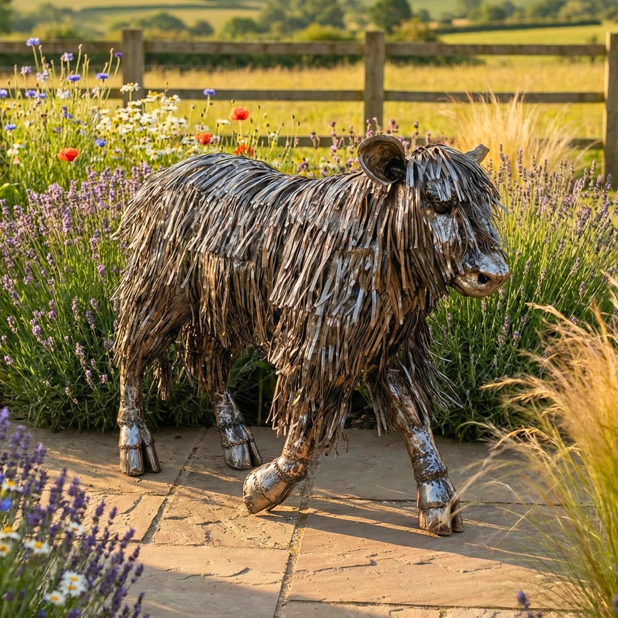 Highland Calf Metal Sculpture