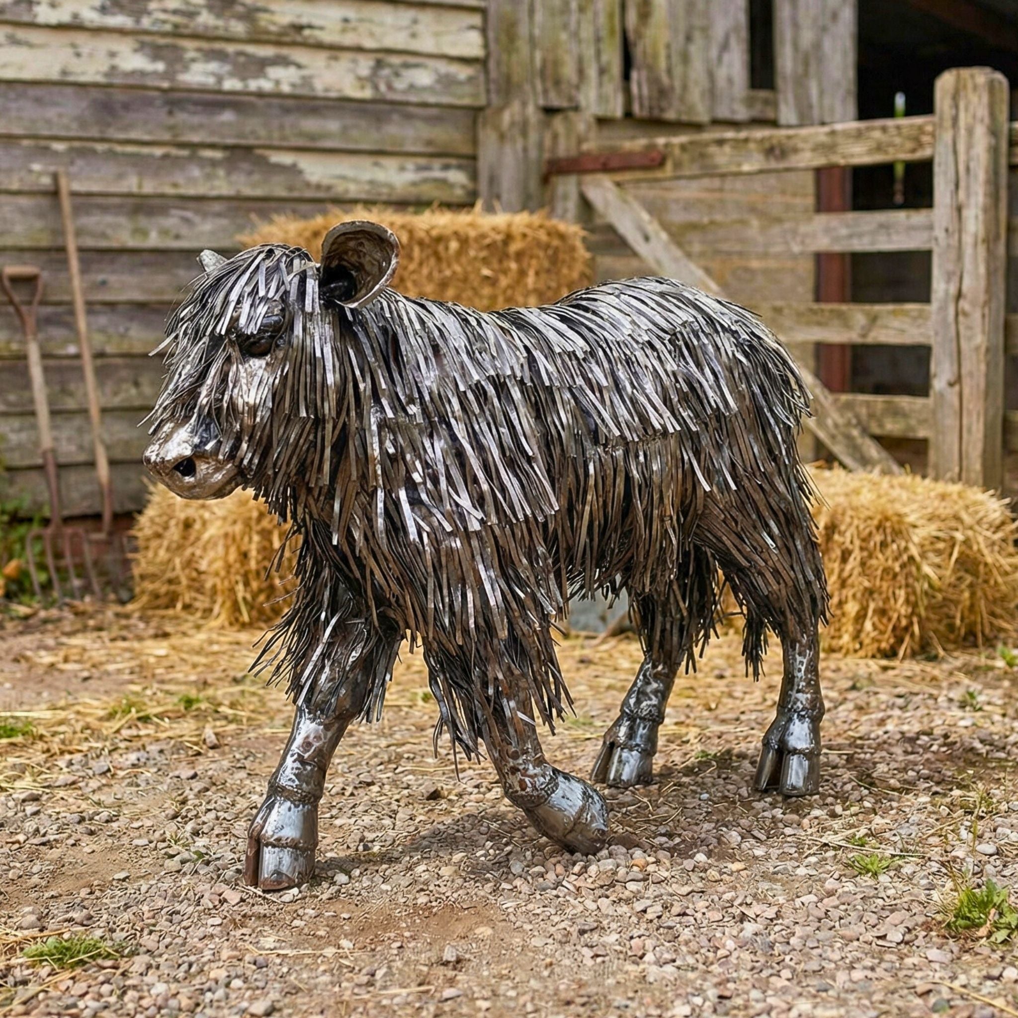 Highland Calf Metal Sculpture