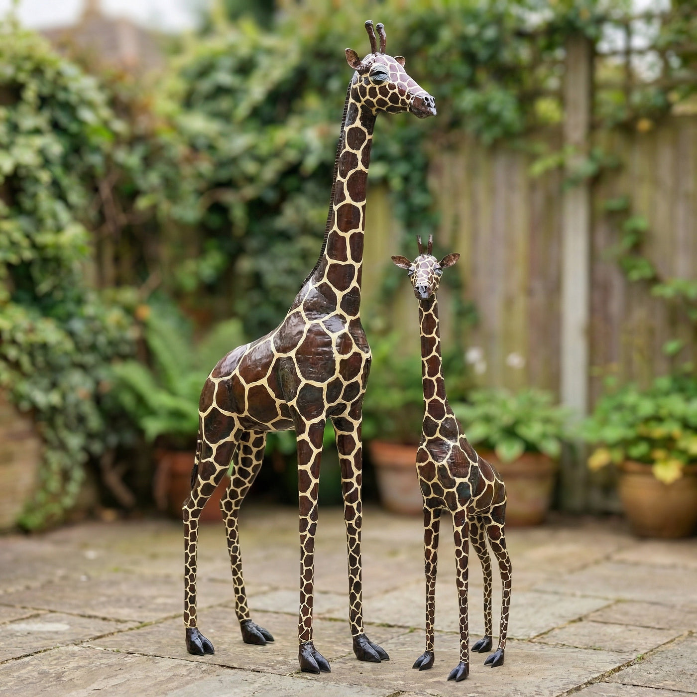 6ft + 3ft Painted Giraffe Sculpture Bundle