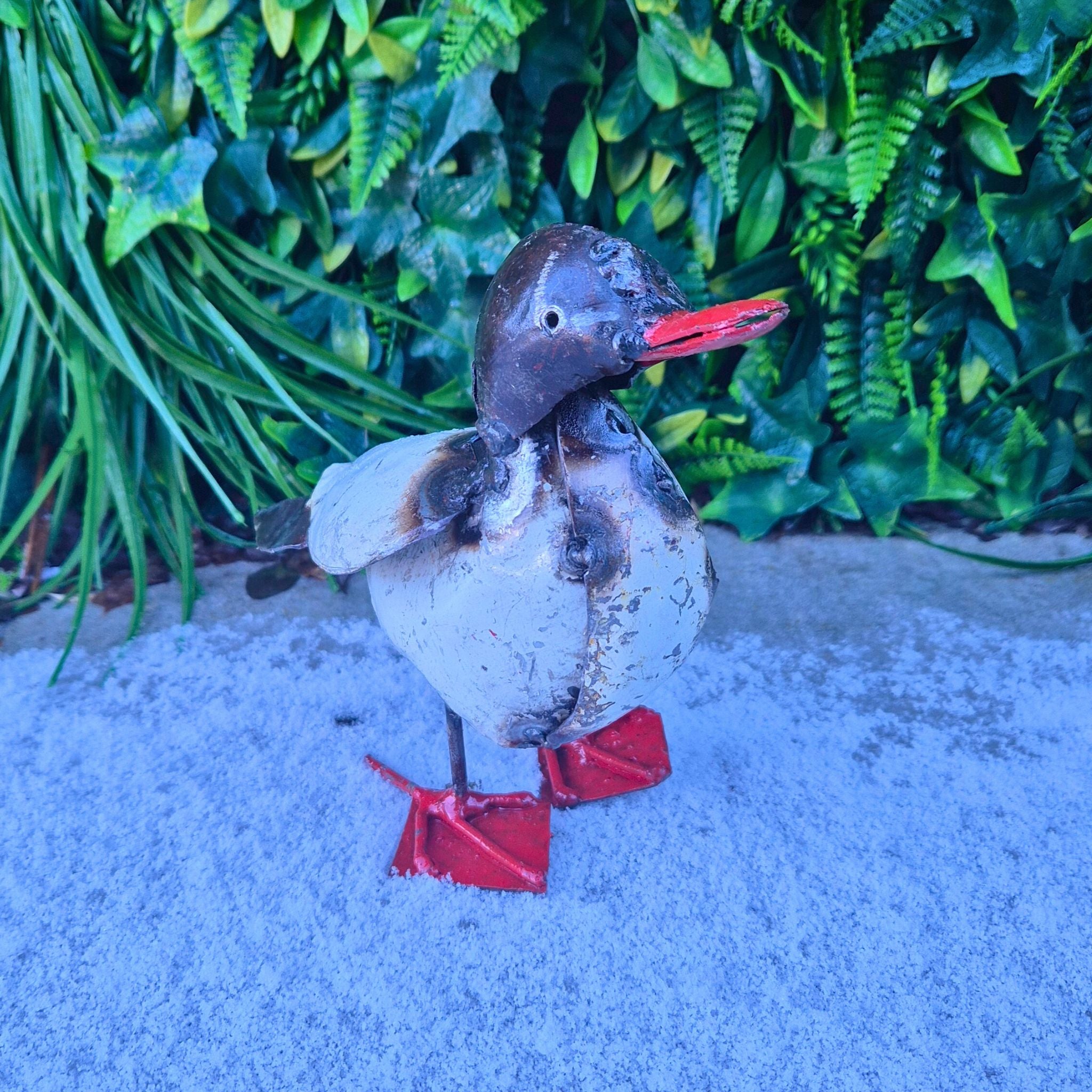 Painted Duckling Metal Sculpture