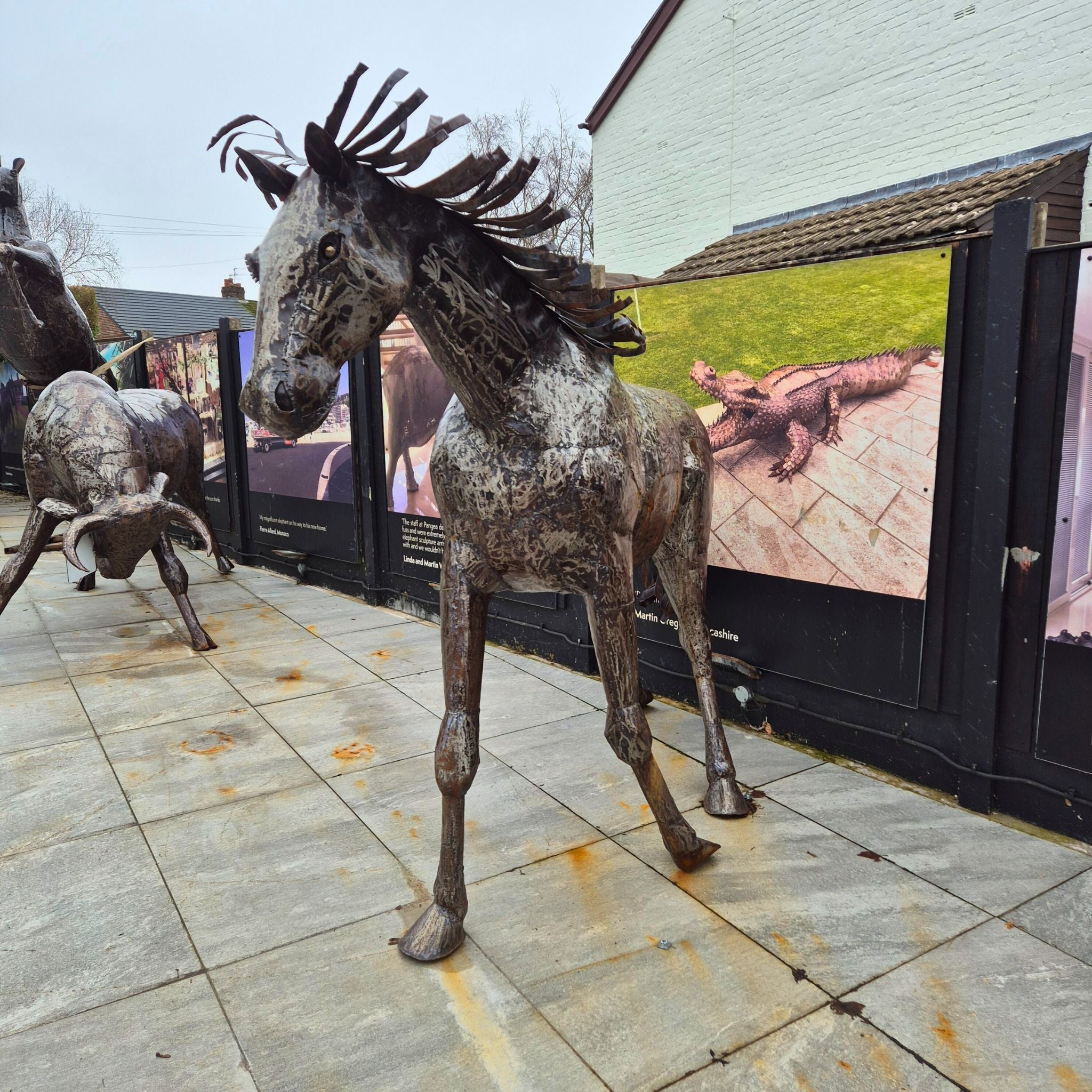 Natural Walking Horse Metal Sculpture