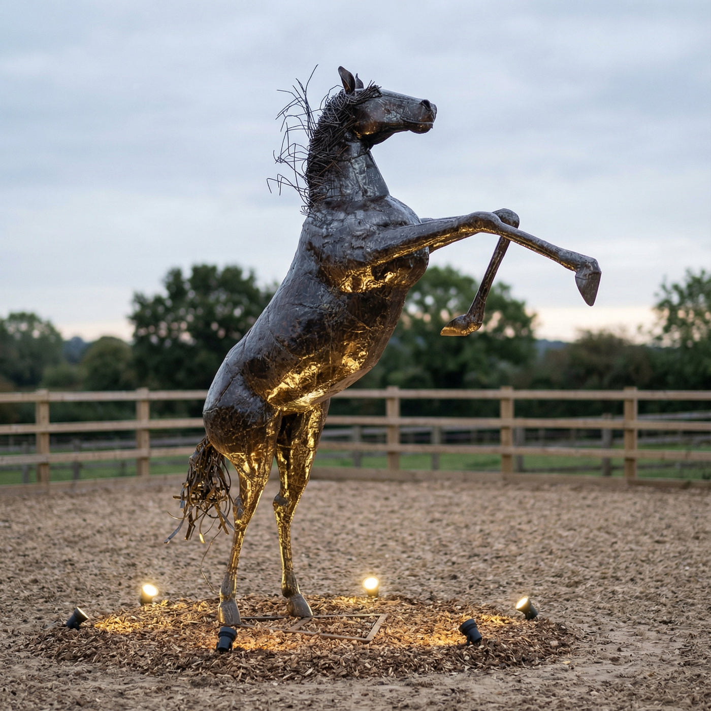 Adult Rearing Horse Sculpture