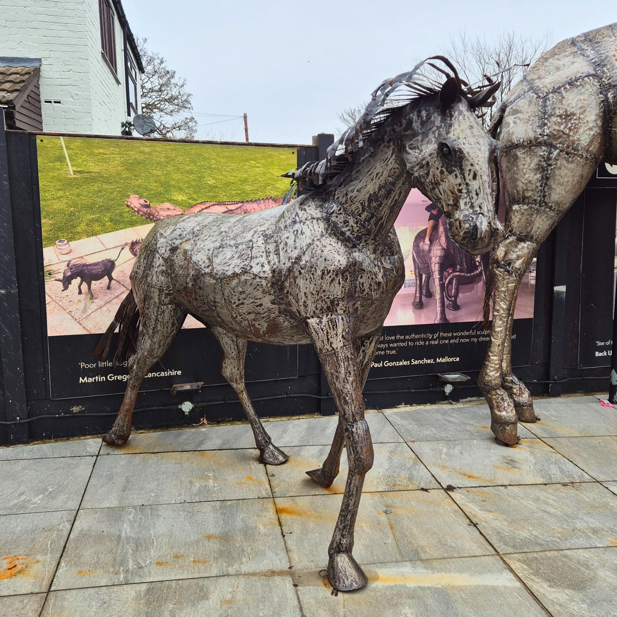 Natural Walking Horse Metal Sculpture