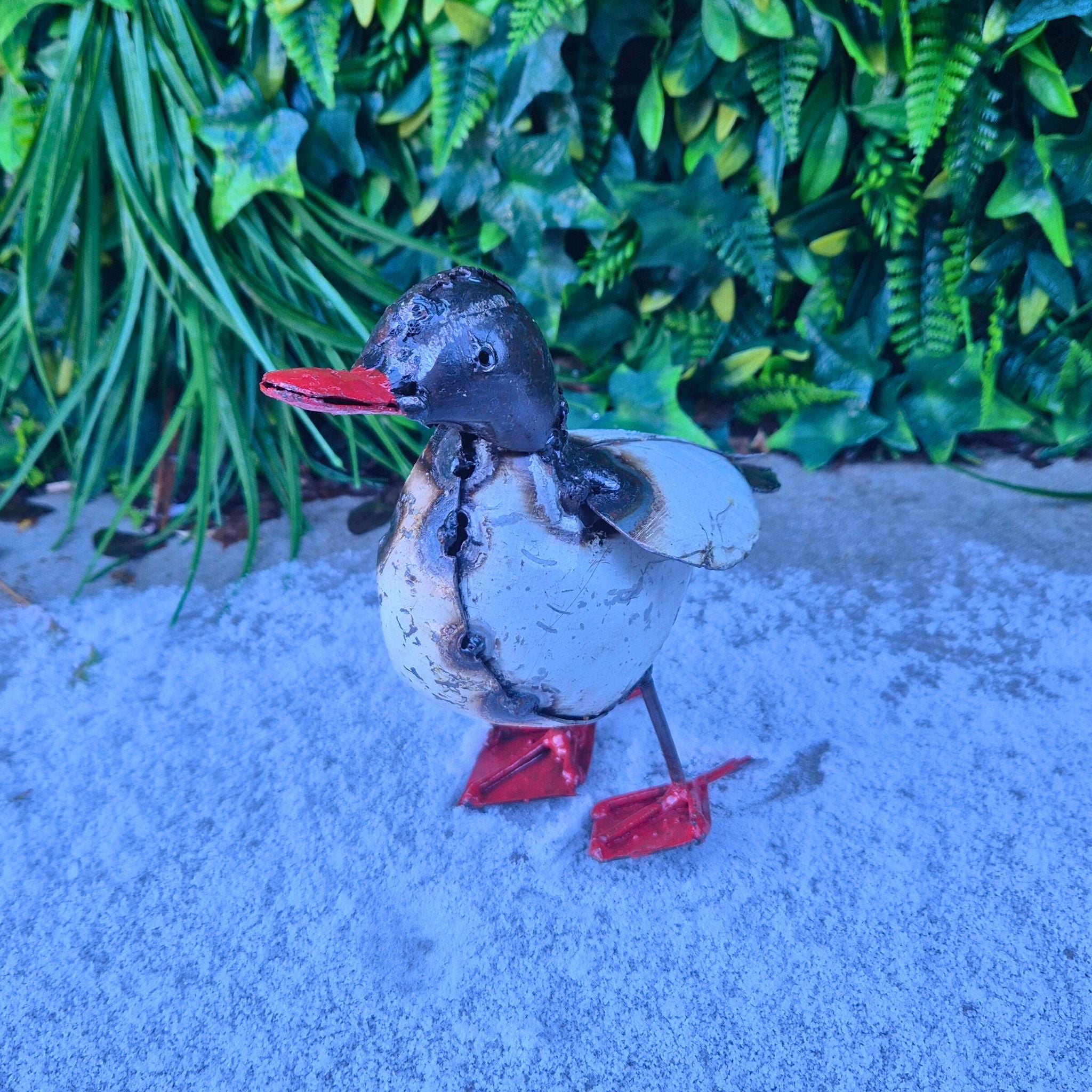 Painted Duckling Metal Sculpture