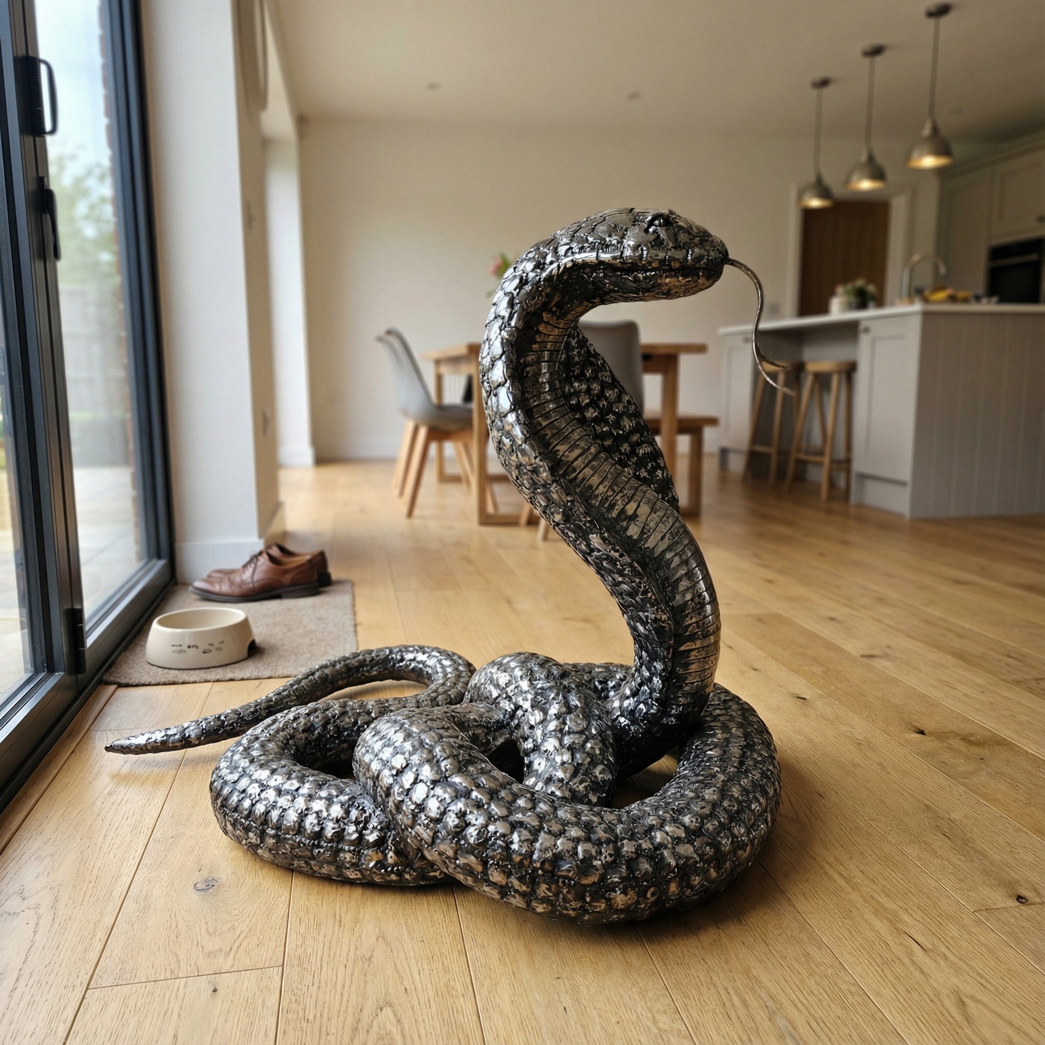 King Cobra Snake Metal Sculpture