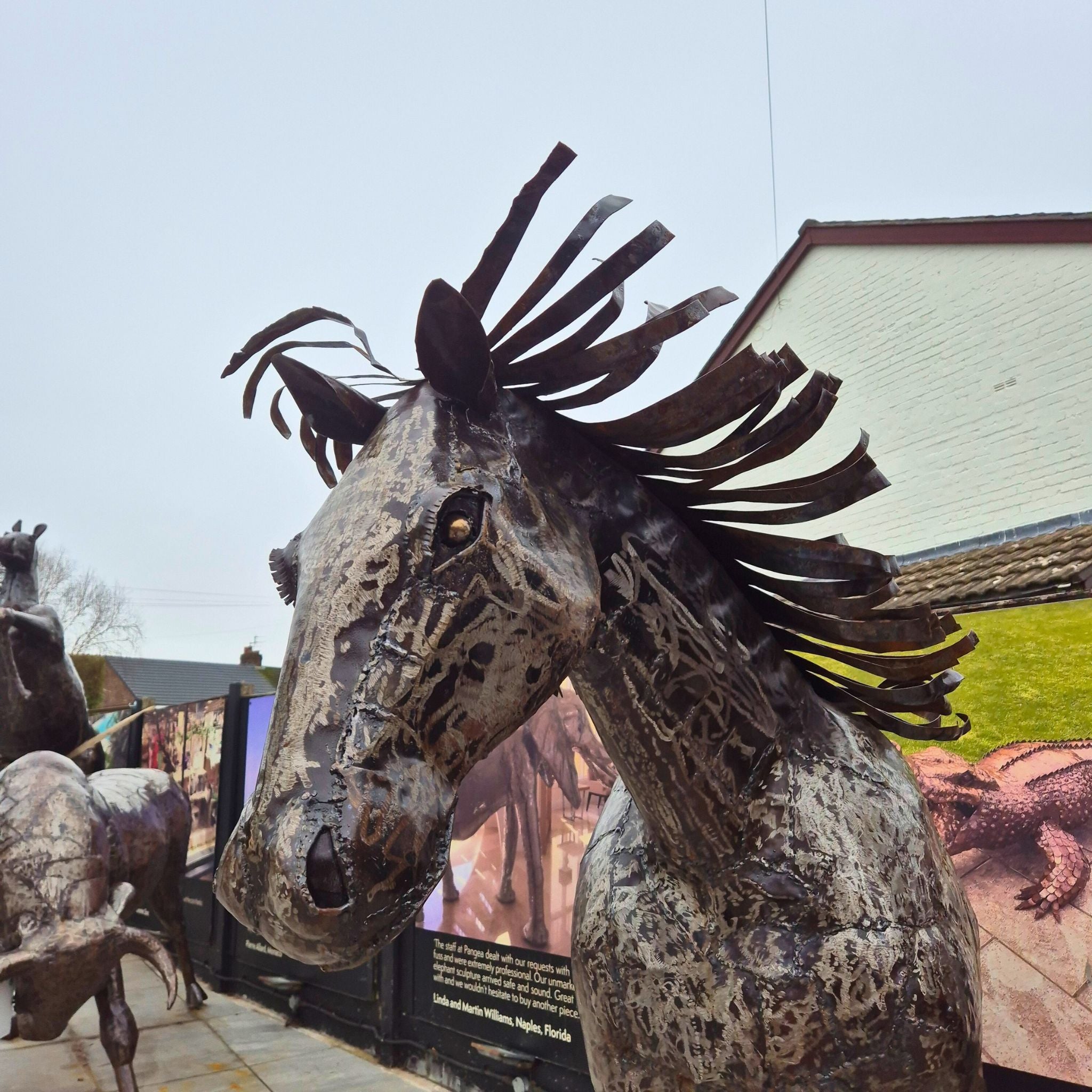 Natural Walking Horse Metal Sculpture