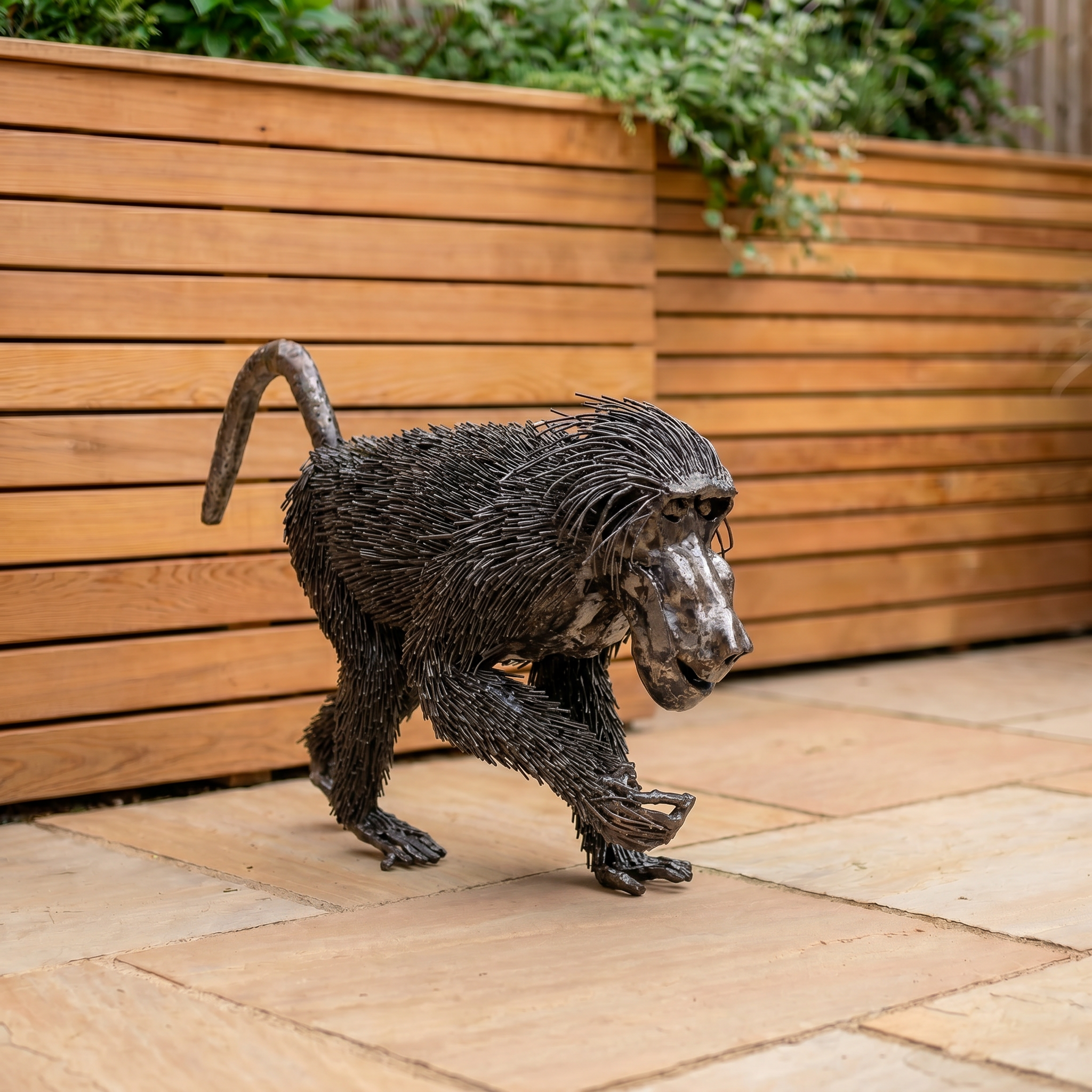 Striding Baboon Sculpture