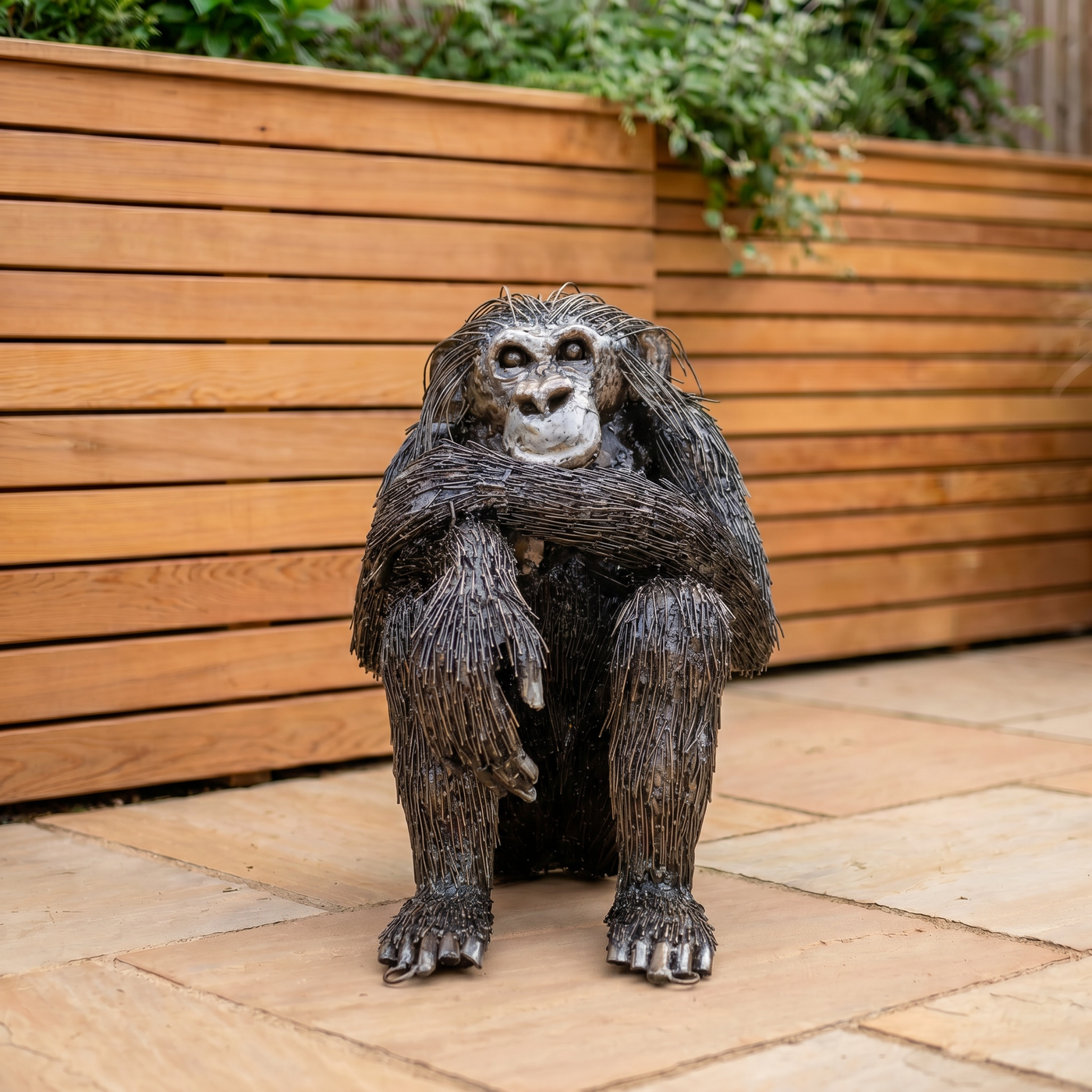 Huddled Chimpanzee Sculpture