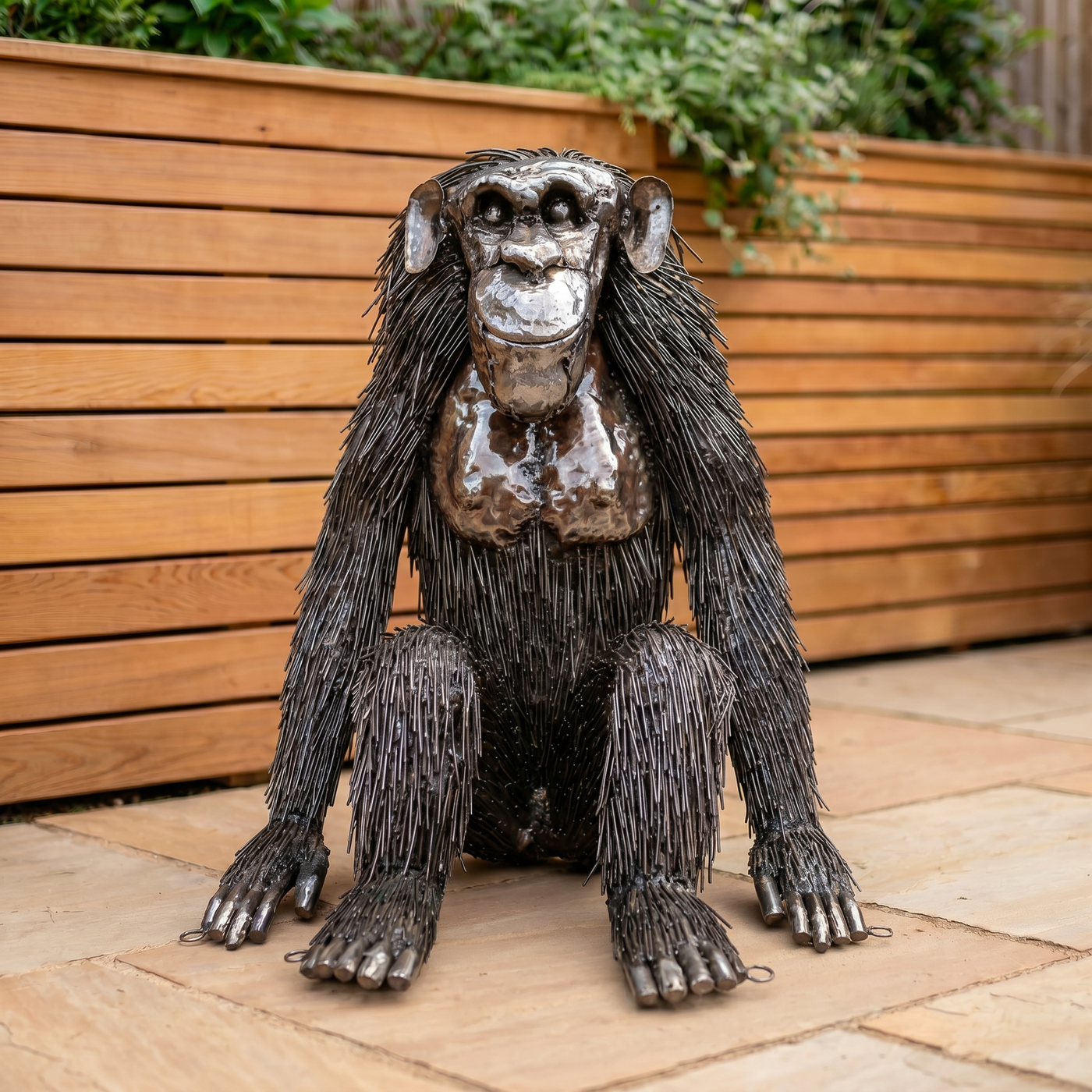 Relaxed Seated Chimpanzee Sculpture