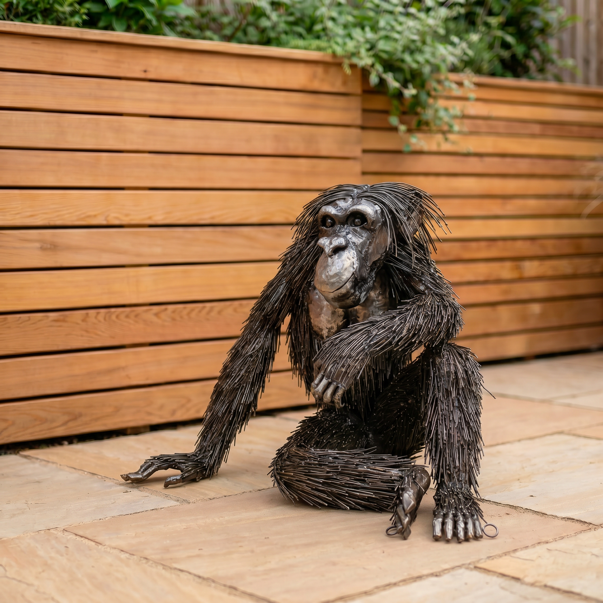 Side Seated Chimpanzee Sculpture