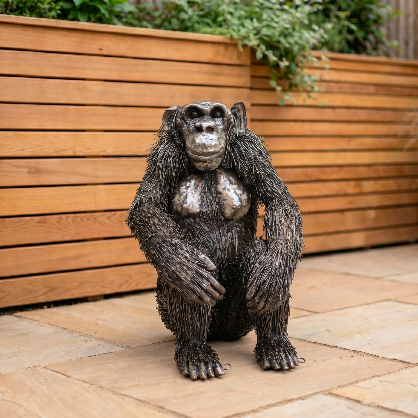 Profile Seated Chimpanzee Sculpture