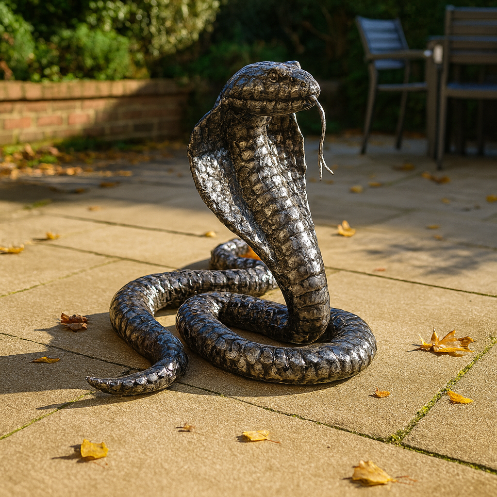 Baby King Cobra Snake Metal Sculpture