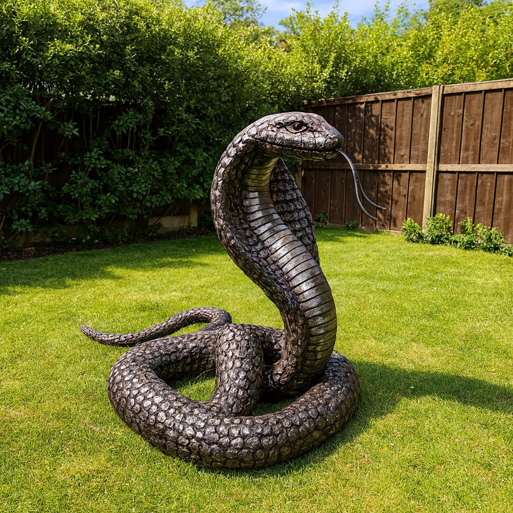 King Cobra Snake Metal Sculpture
