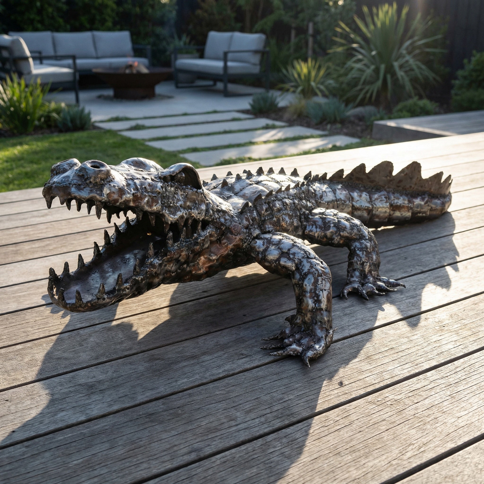 Crocodile Metal Sculpture 4ft