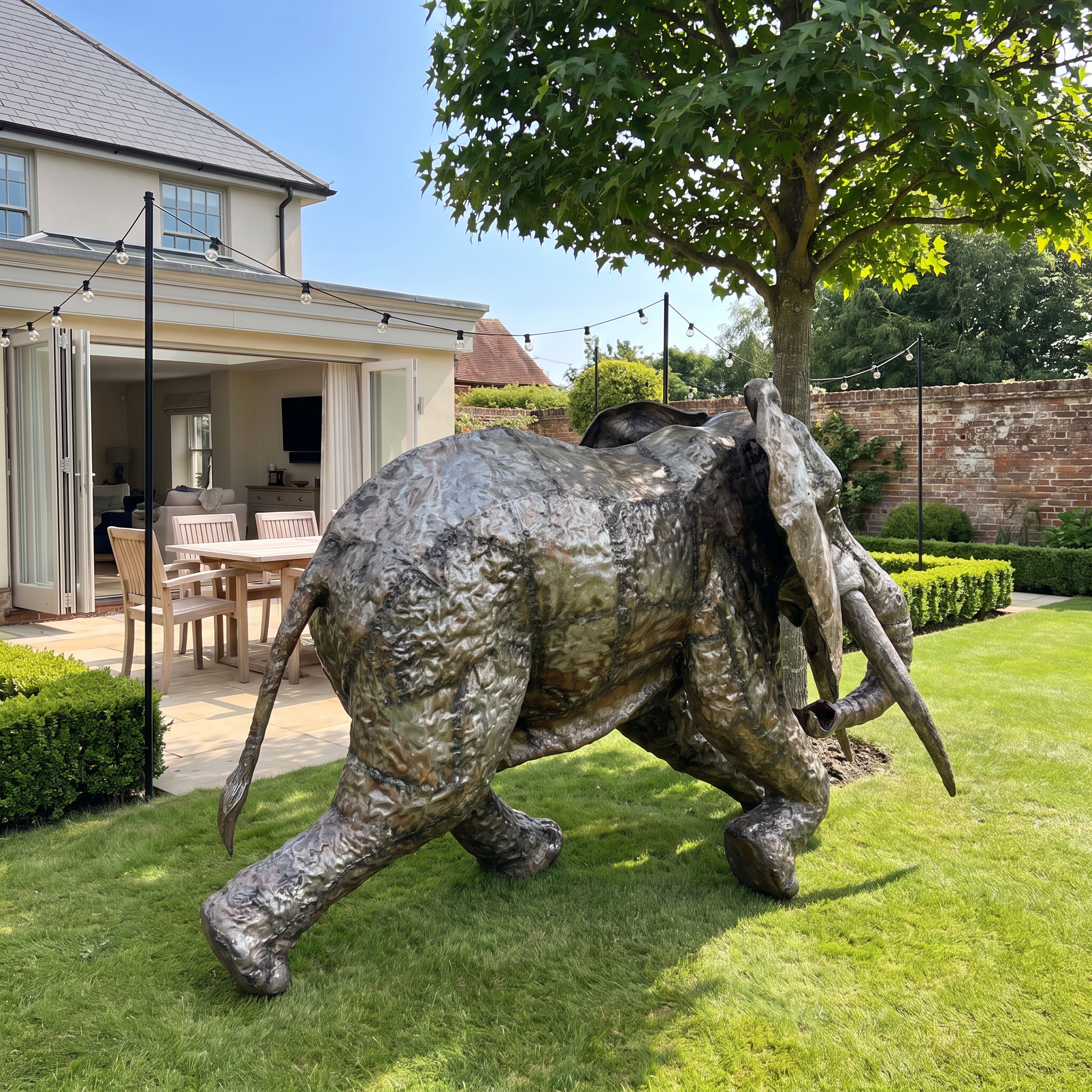 Running Elephant Metal Sculpture 6ft