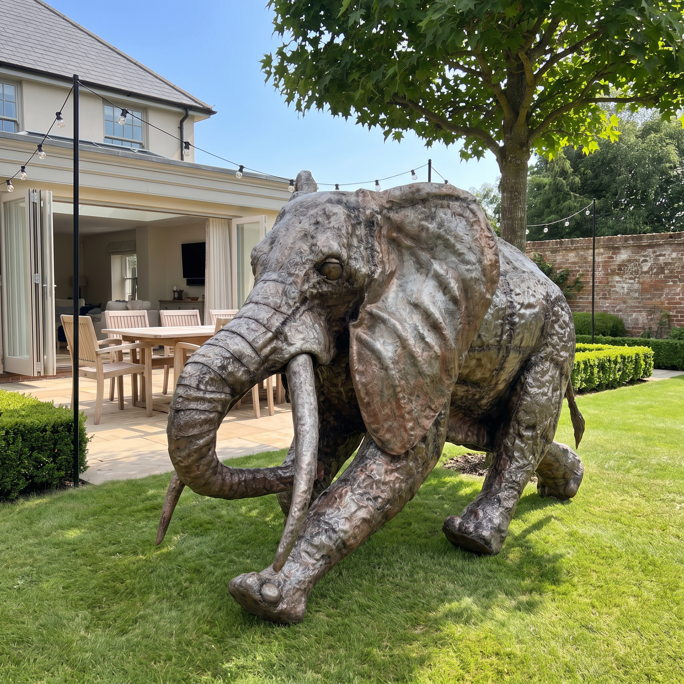 Running Elephant Metal Sculpture 6ft