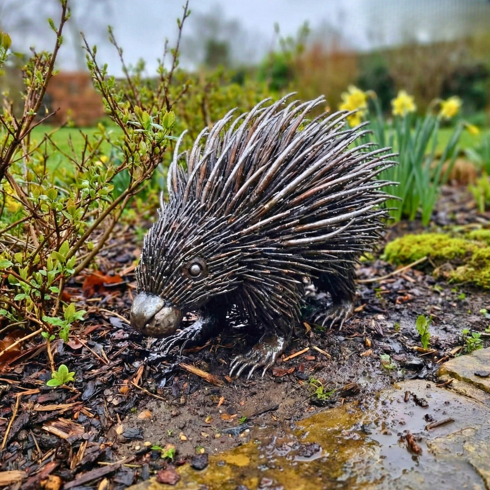Custom hedgehog metal sculpture