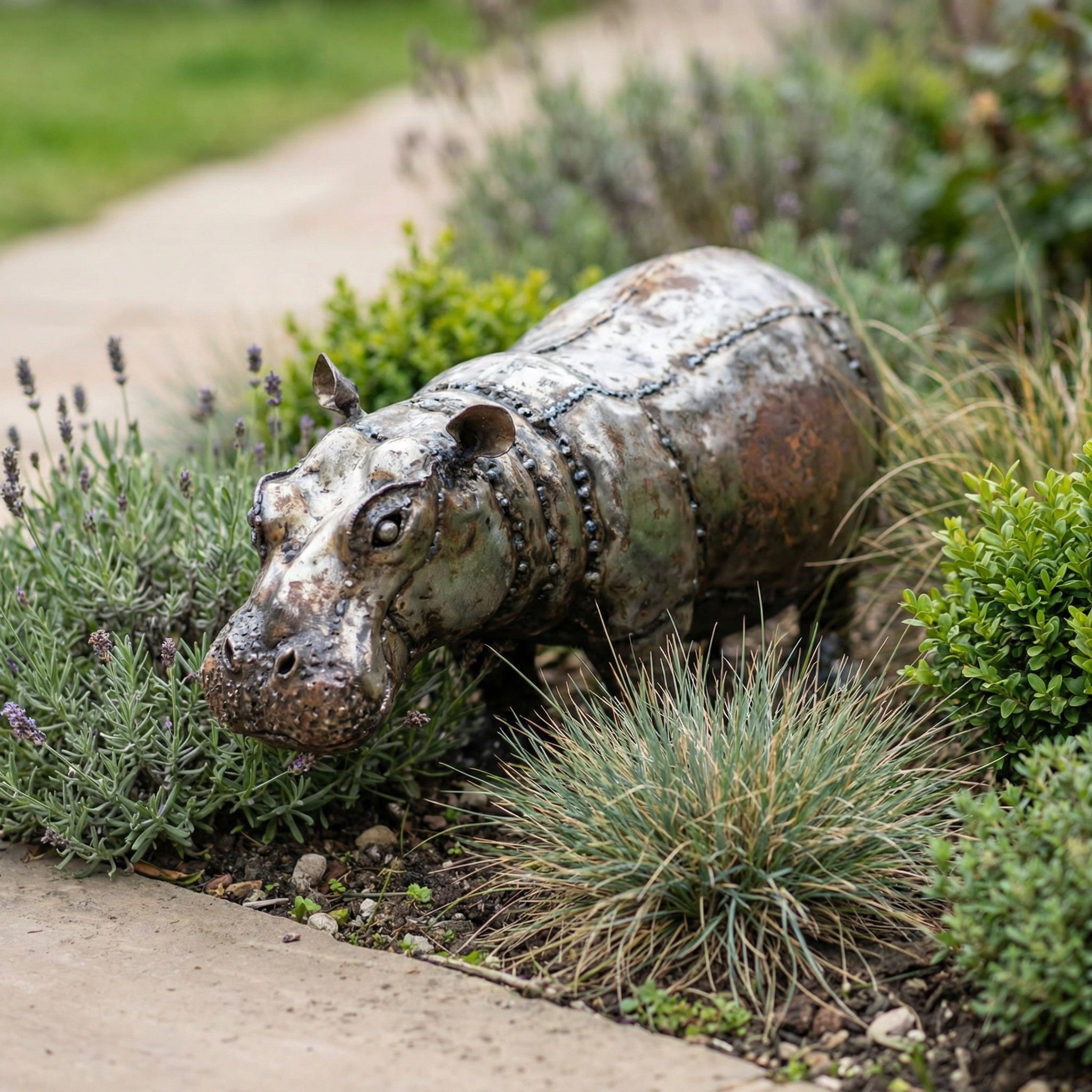 Mini Hippo Metal Sculpture