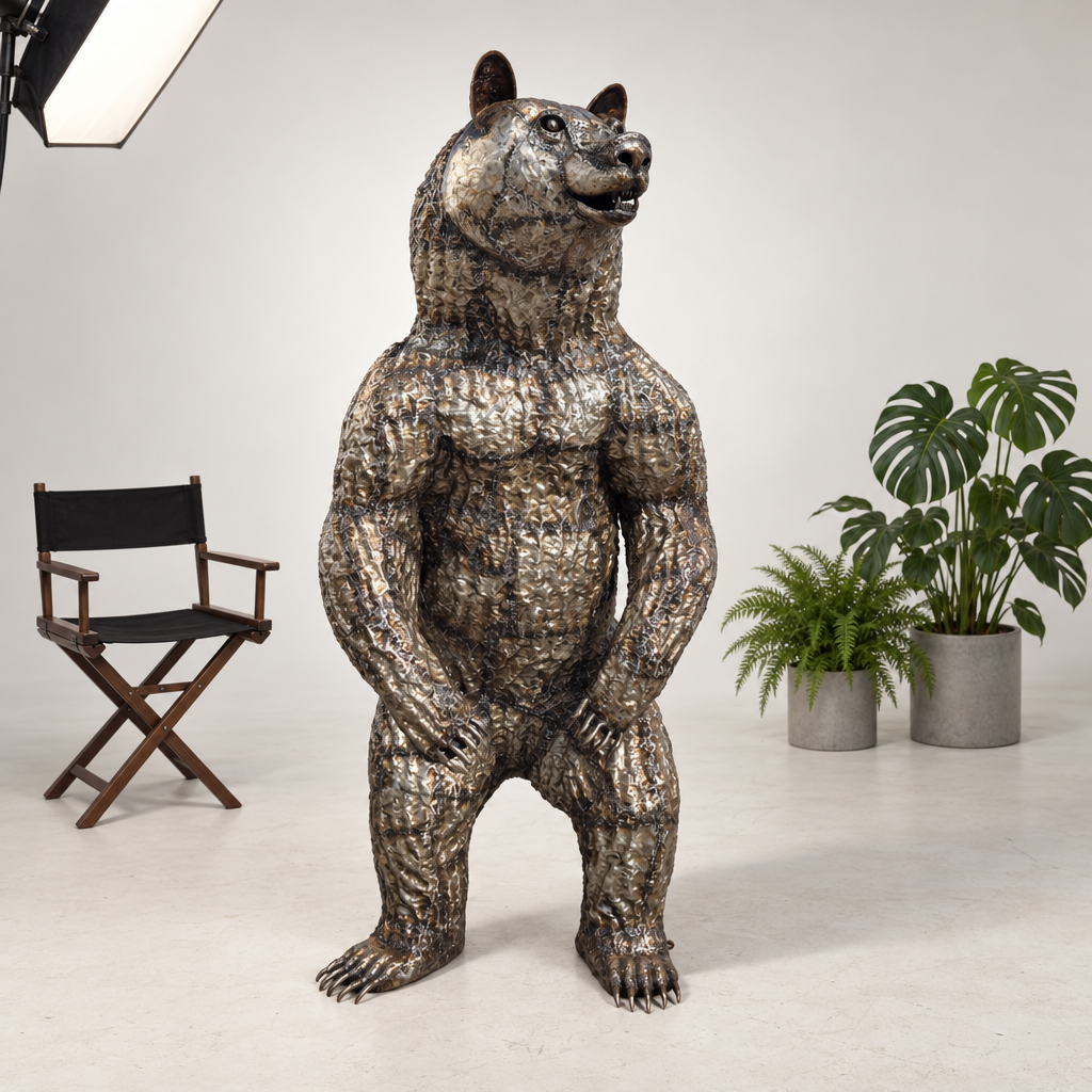 Adult Bear Sculpture, front view in the studio