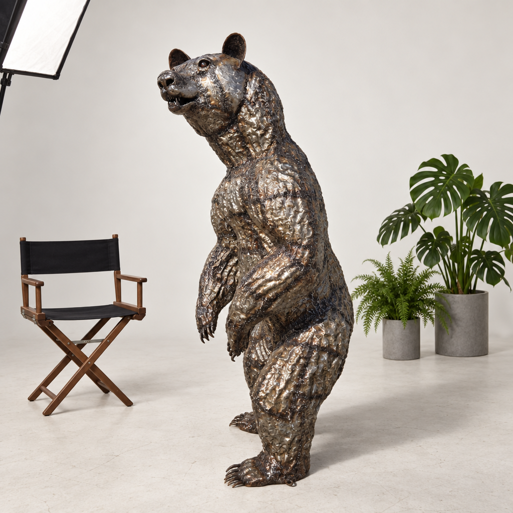 Adult Bear Sculpture, three-quarter view in the studio