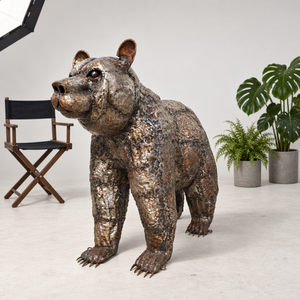 Bear Cub Sculpture, front view in the studio