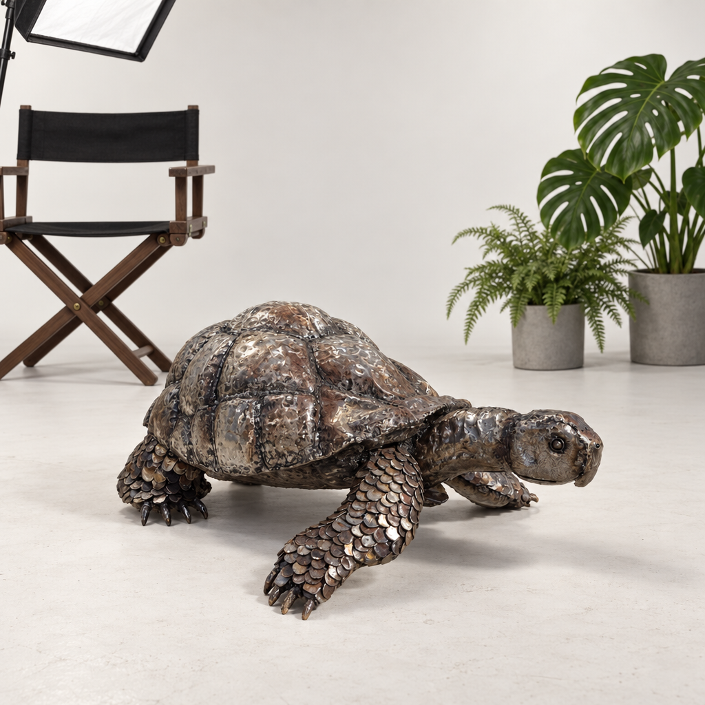 Tortoise Sculpture, front view in the studio