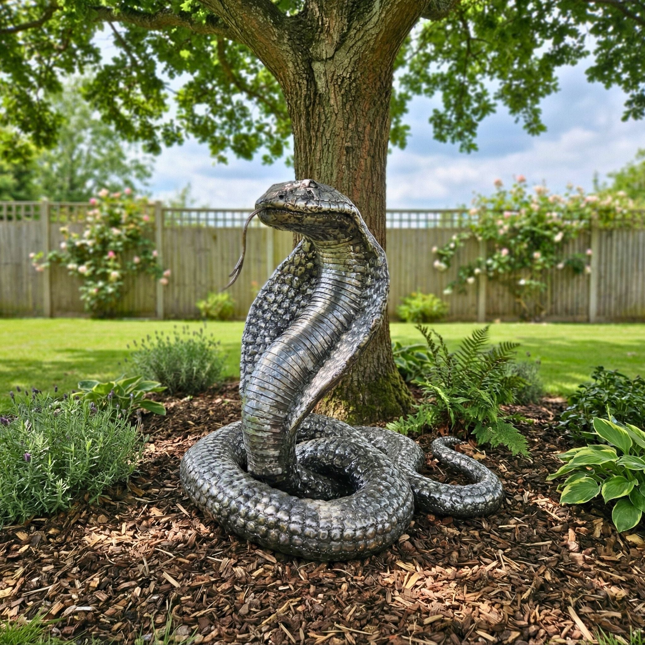 King Cobra Snake Metal Sculpture