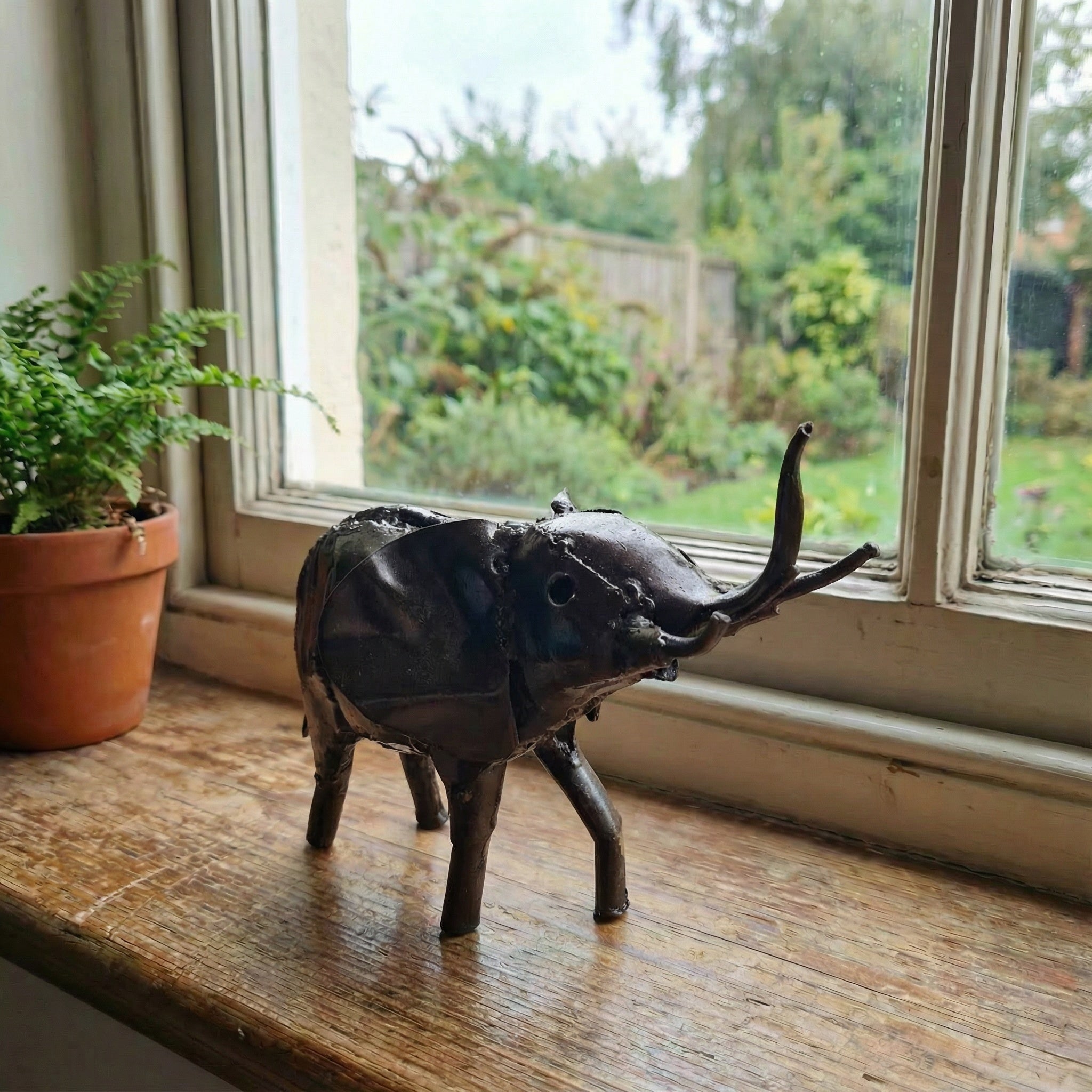 Miniature Elephant Metal Sculpture