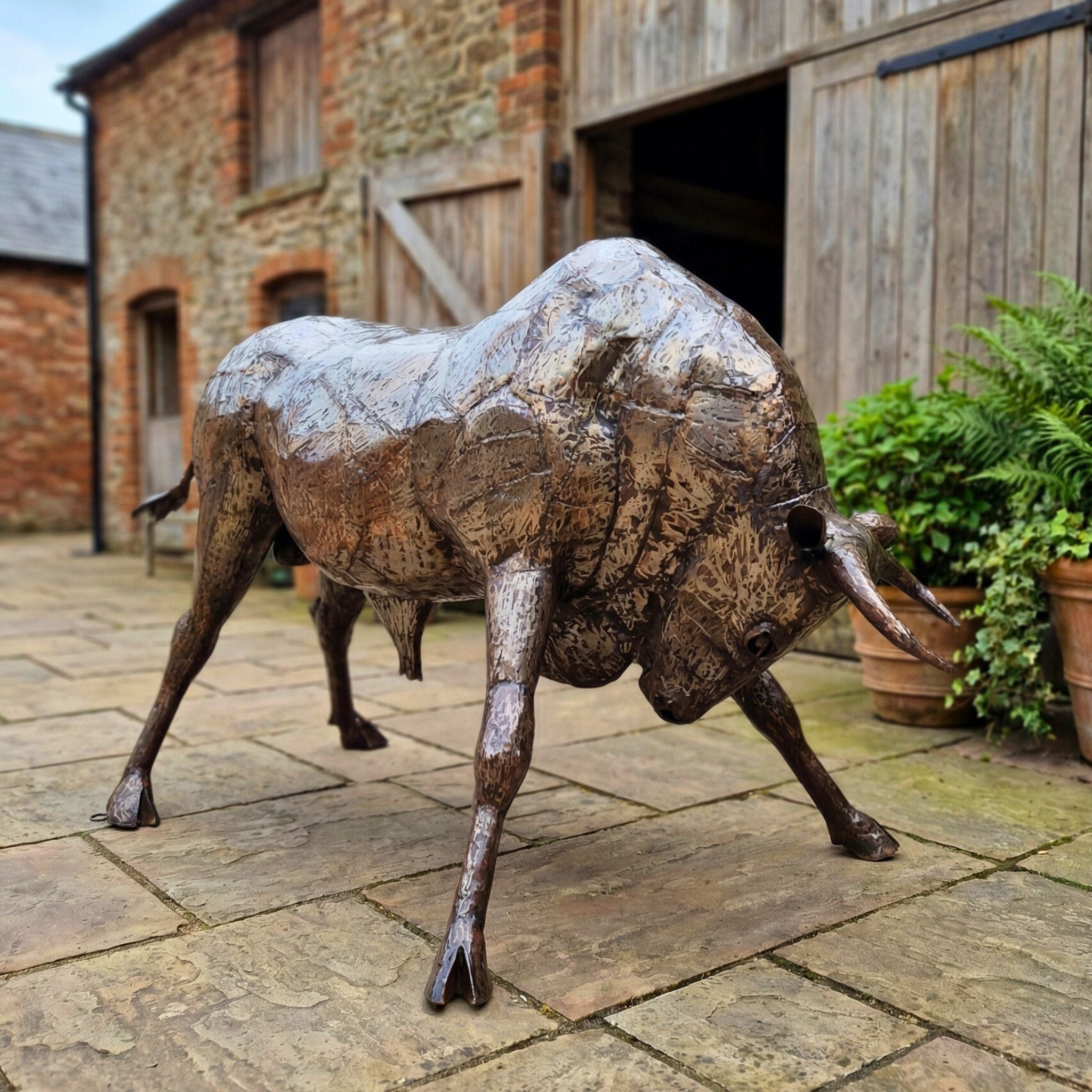 Spanish Bull Metal Sculpture