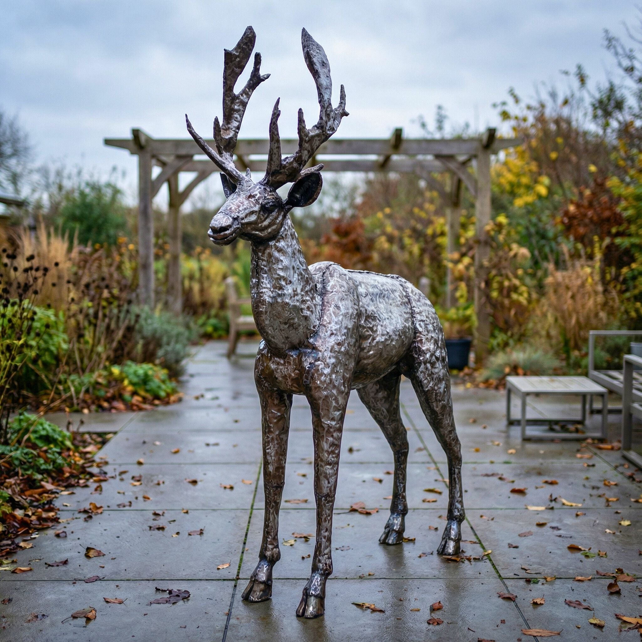 Adult Stag Metal Sculpture